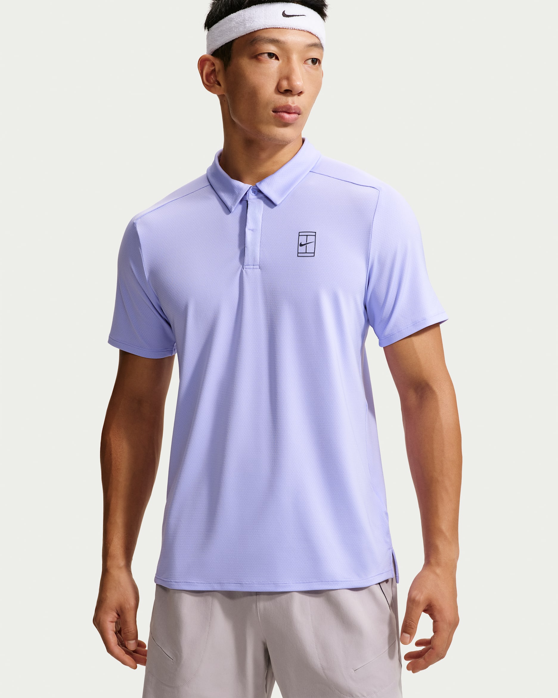 ナイキコート アドバンテージ メンズ Dri-FIT テニスポロ - パープルパルス/グリッドアイアン