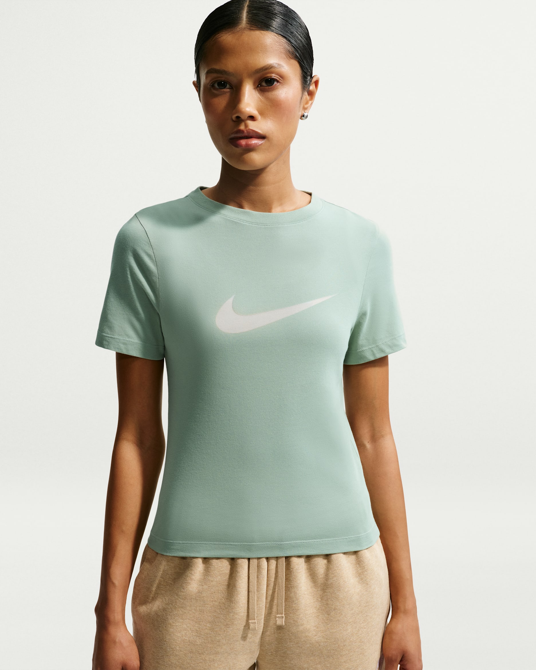 Nike Sportswear Women's Slim Short-Sleeve Burnout Logo Top - Steam/Steam