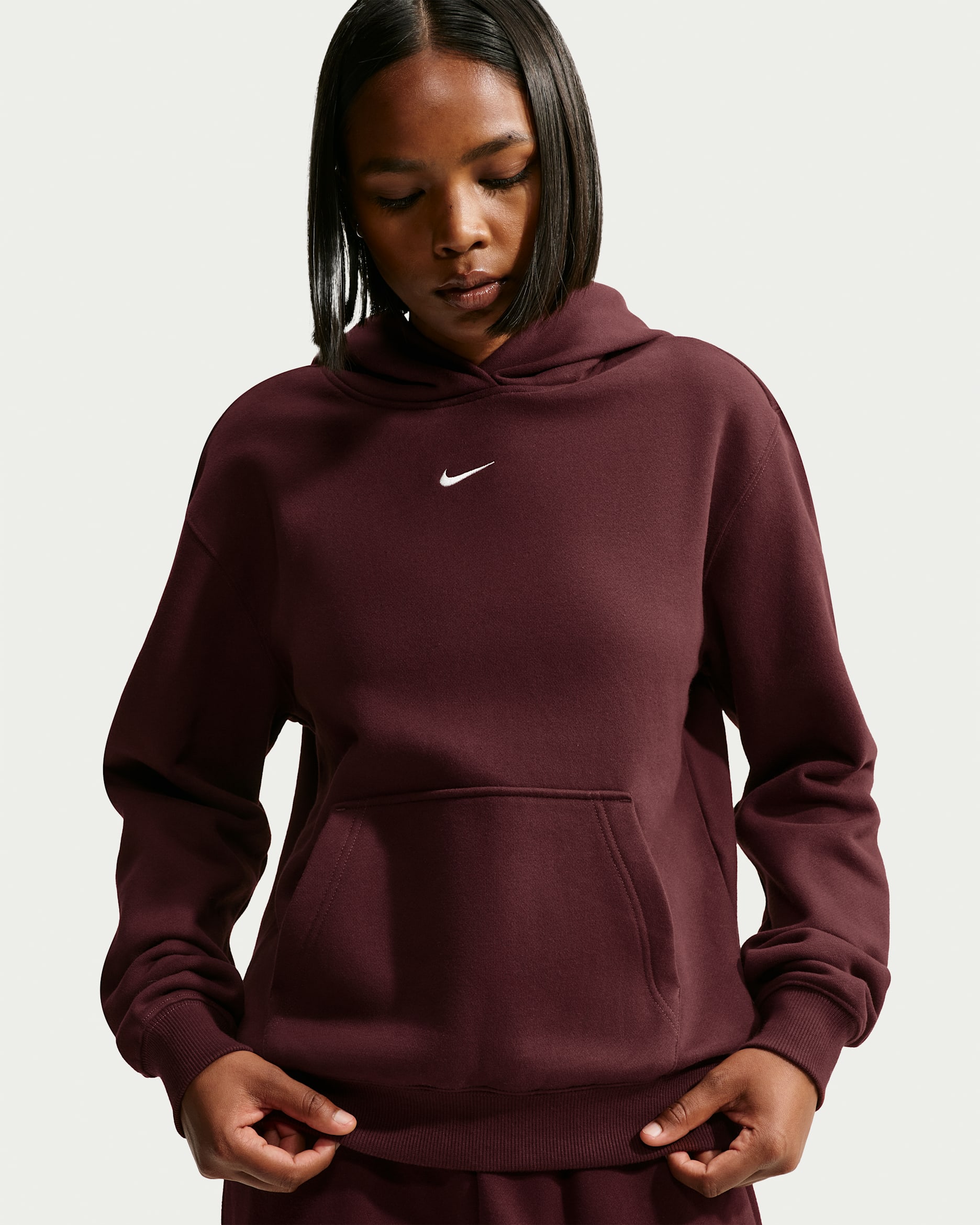 Dámská středně silná mikina přes hlavu s kapucí Nike Studio Fleece - Mystic Dates/Sail