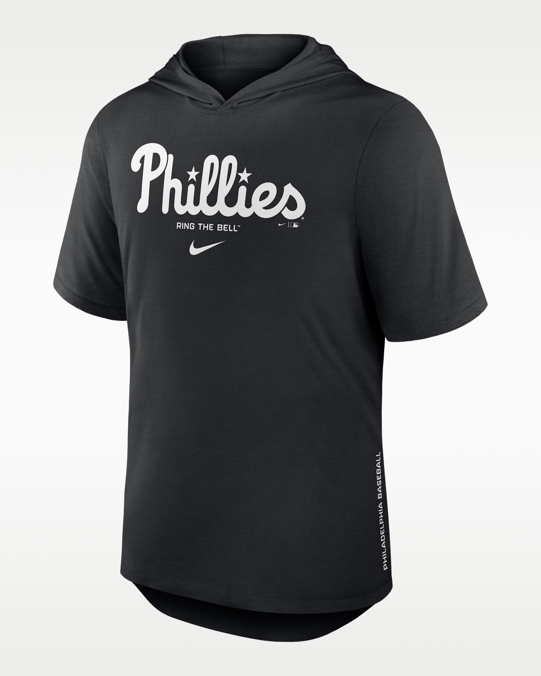 Philadelphia Phillies Arched Wordmark Men's Nike Dri-FIT MLB Hooded T-Shirt - Black
