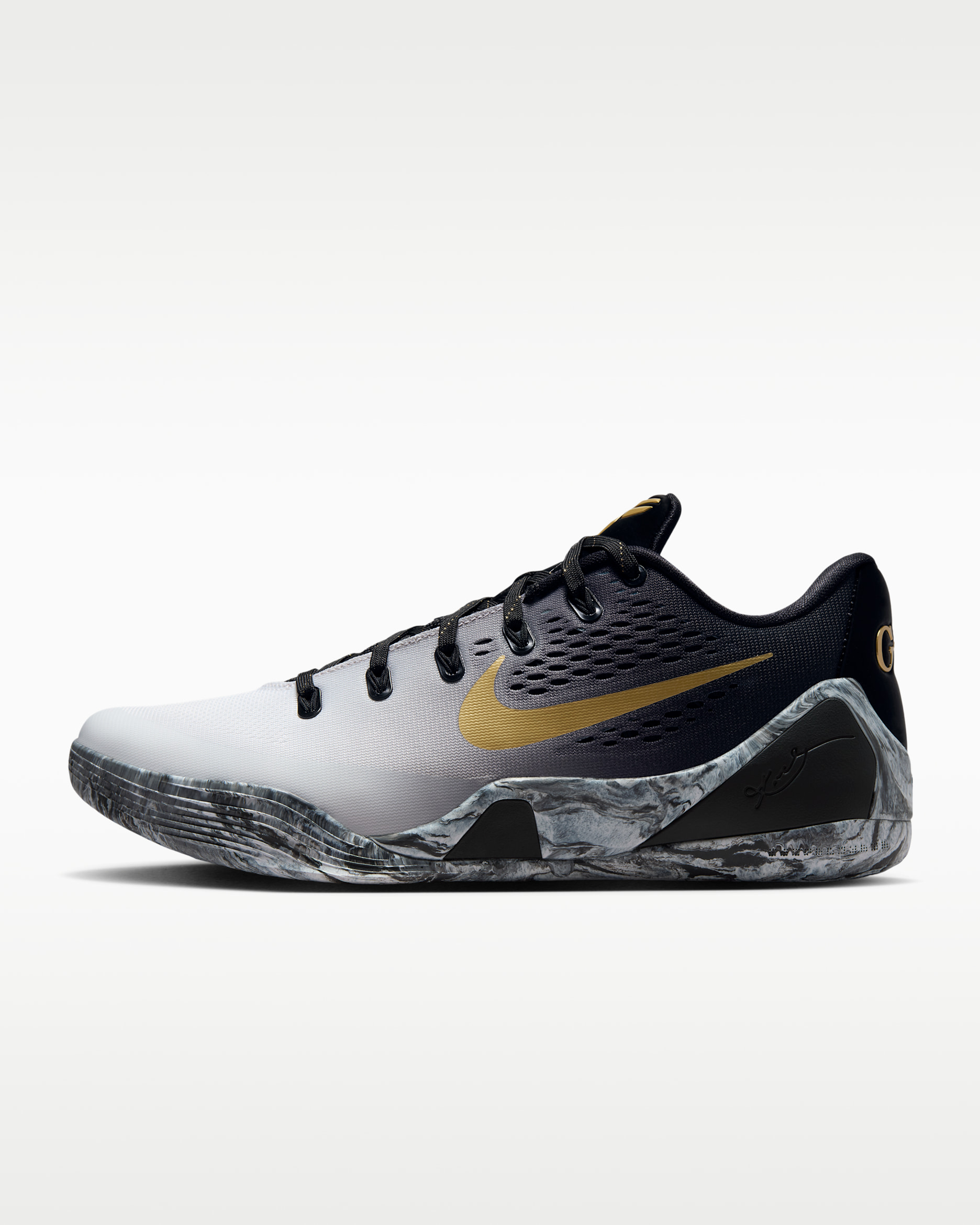 Kobe IX Elite Low Protro Basketball Shoes - Black/White/Metallic Gold