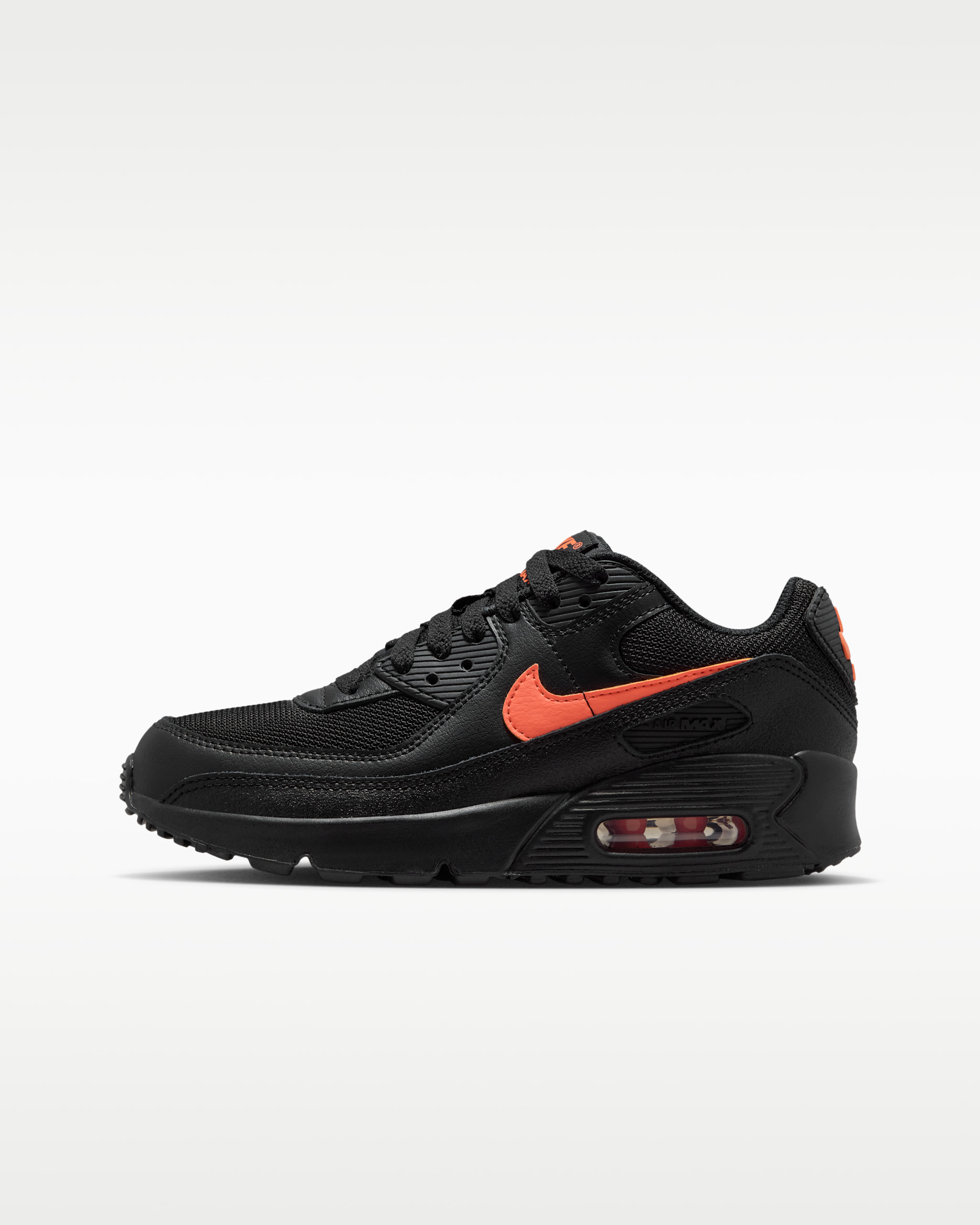 Sapatilhas Nike Air Max 90 Júnior - Preto/Laranja Turf
