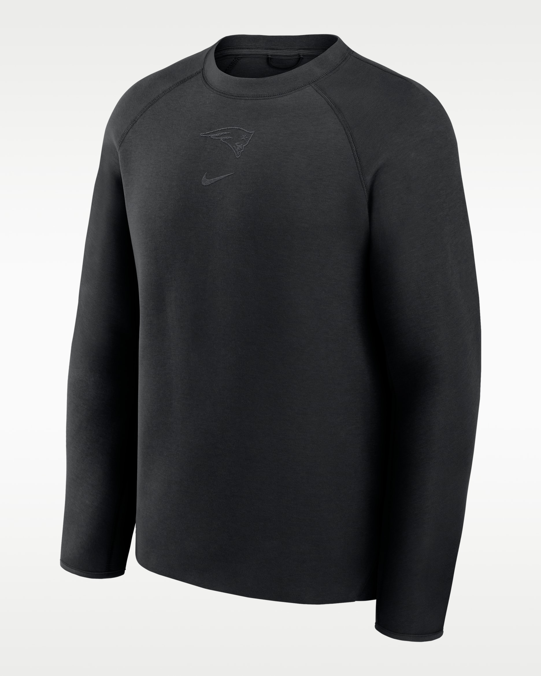 New England Patriots Tech Fleece Men's Nike NFL Pullover Crew - Black