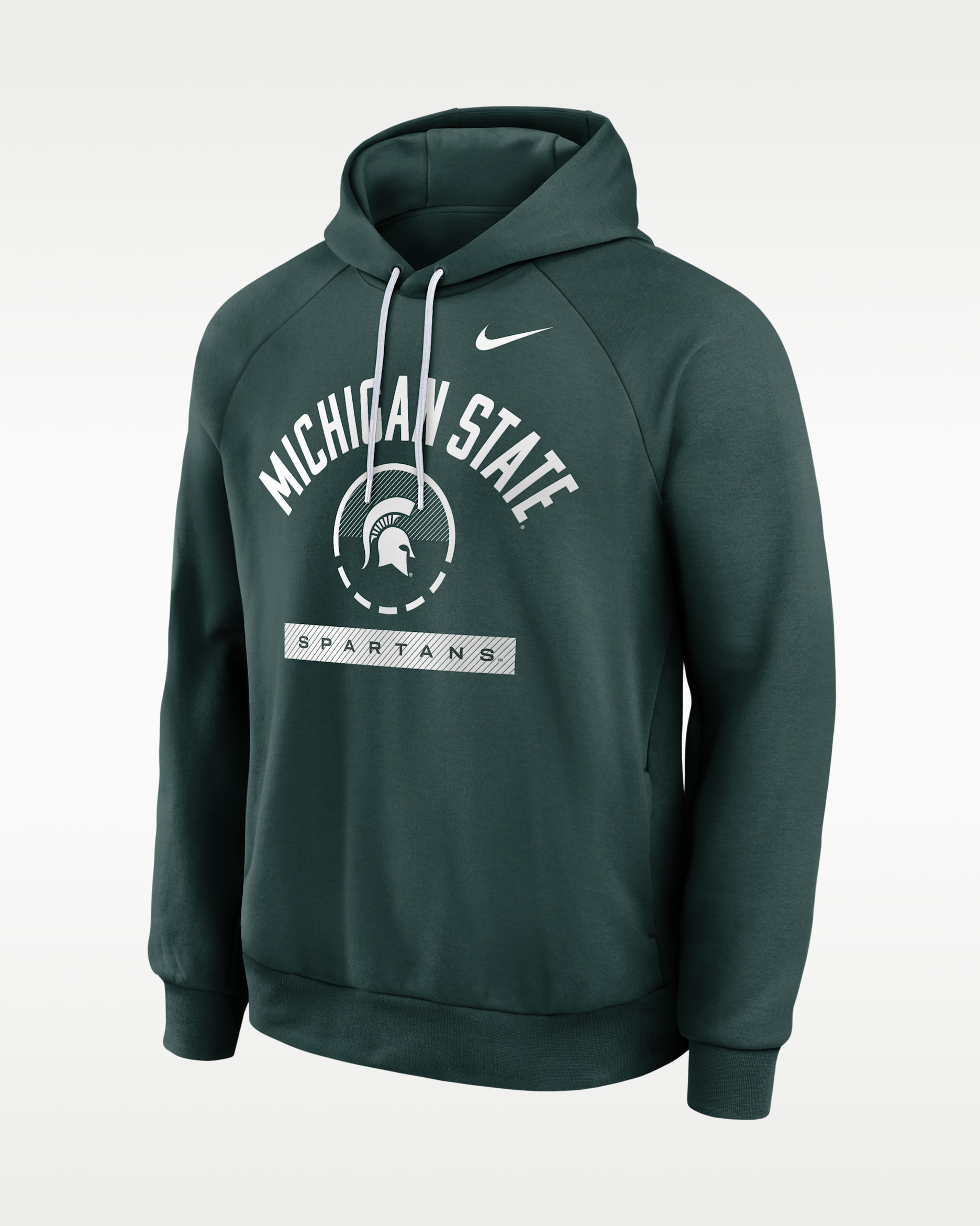 Sudadera con gorro sin cierre universitaria Nike Dri-FIT para hombre Michigan State Courtside - Verde/Blanco