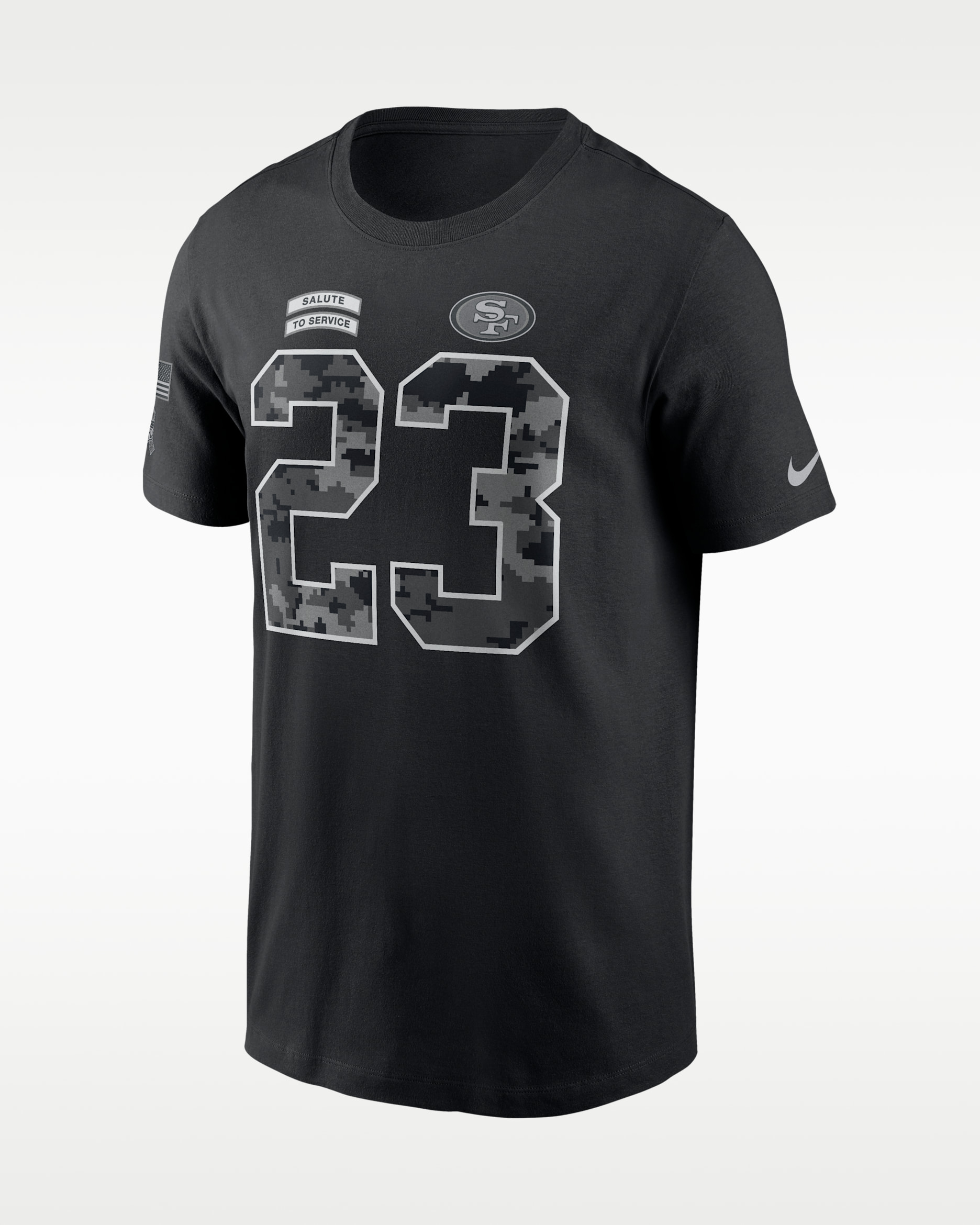 Christian McCaffrey San Francisco 49ers Salute to Service Men's Nike NFL T-Shirt - Black