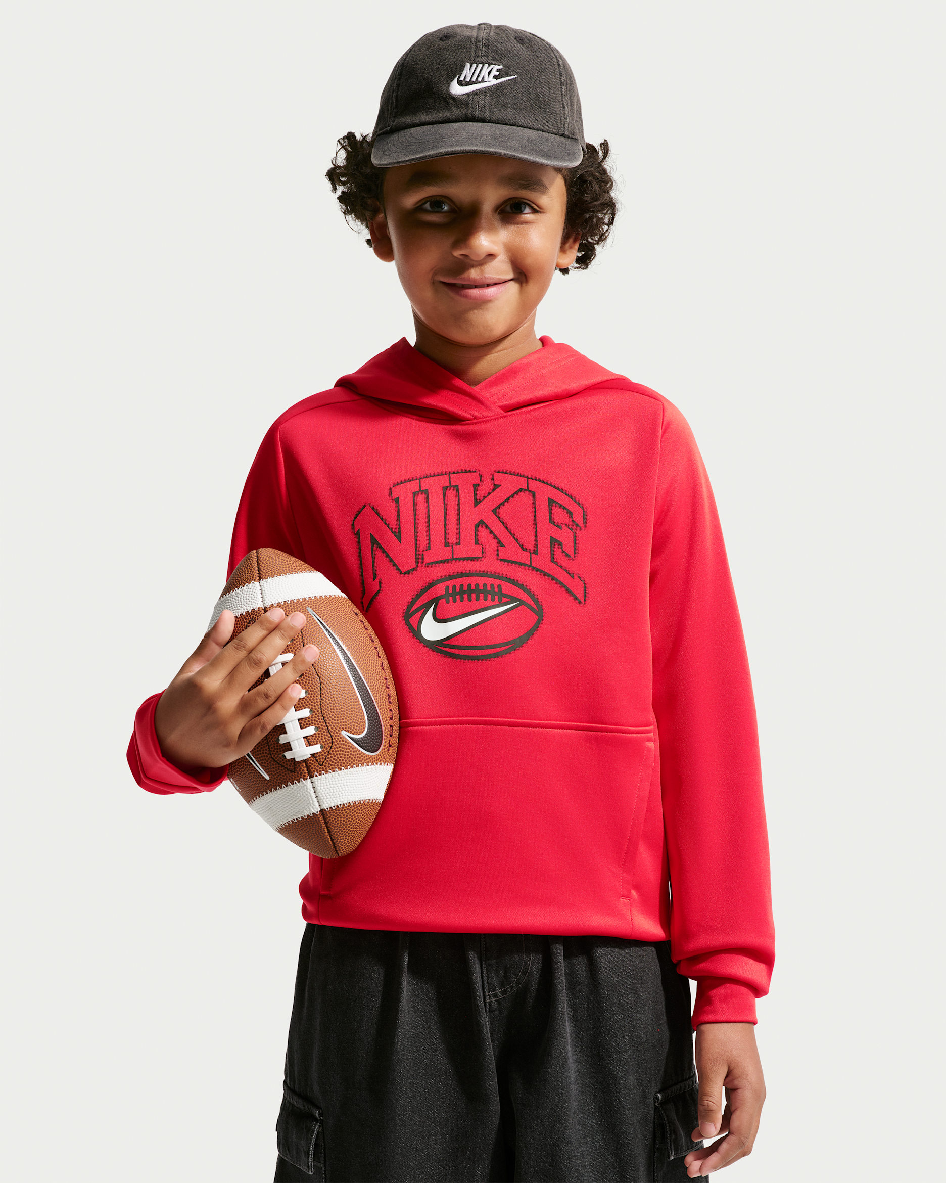 Sudadera con gorro sin cierre Therma-FIT para niño talla grande Nike Trophy - Rojo universitario