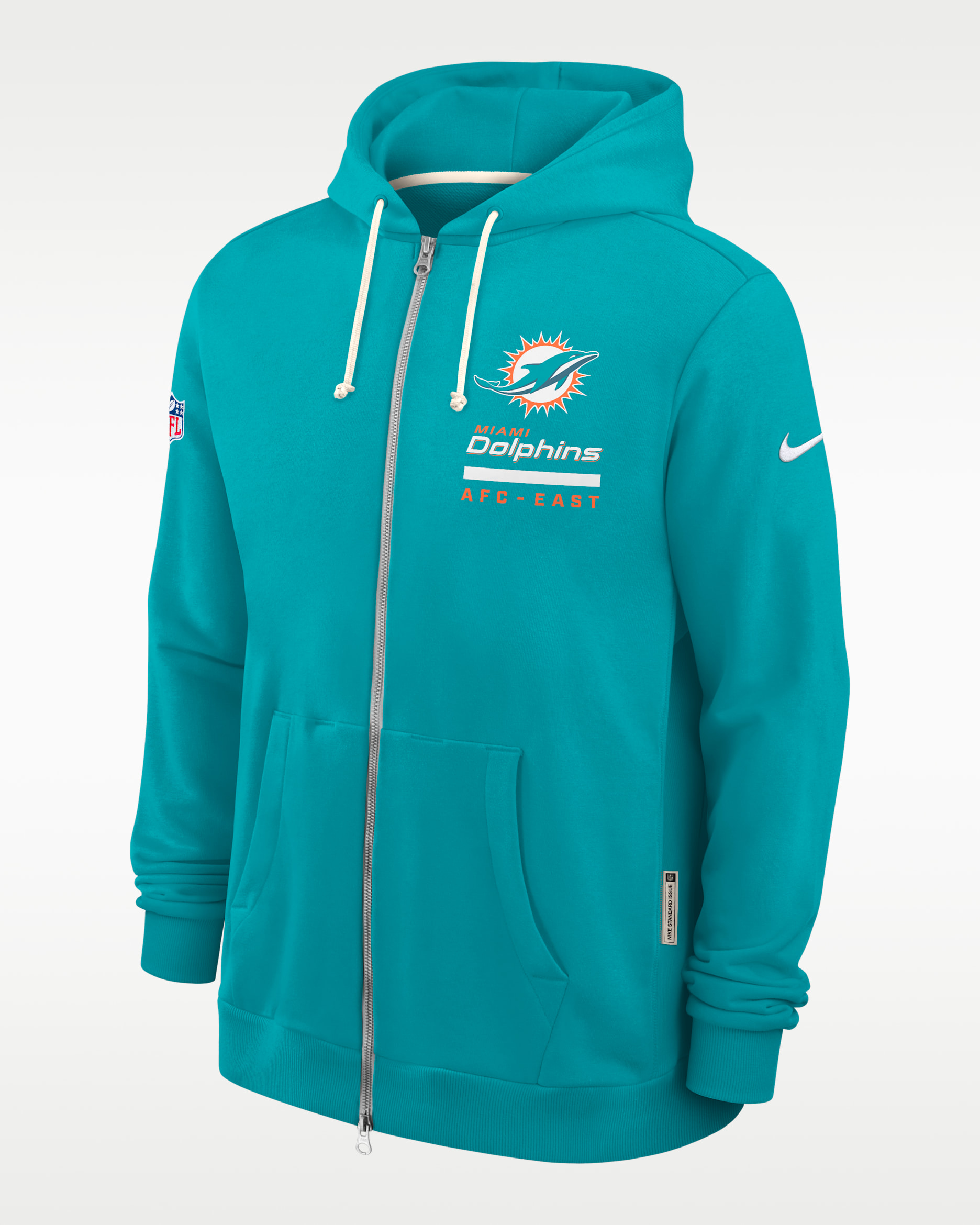 Miami Dolphins Utility Player Sideline Men's Nike Dri-FIT NFL Full-Zip Hoodie - Aqua