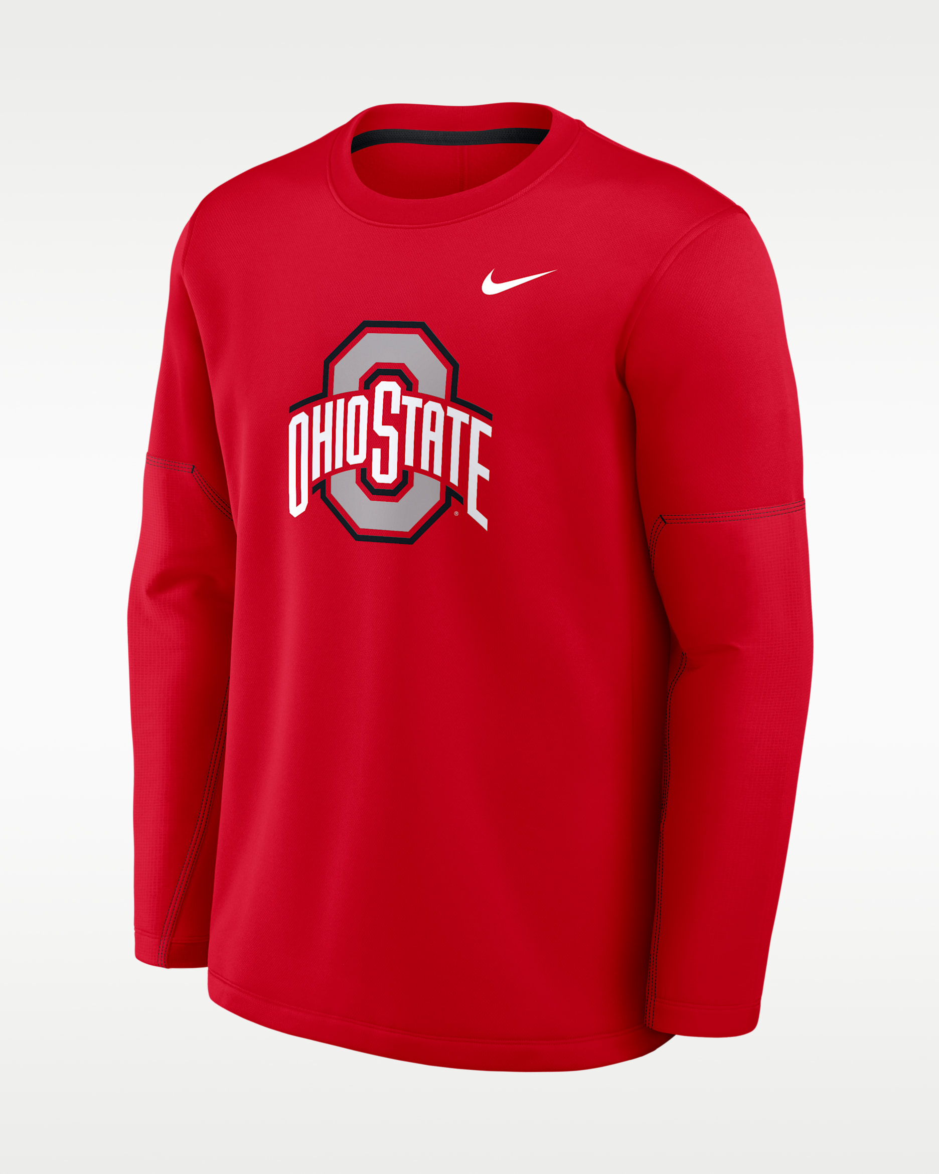 Playera de manga larga universitaria Nike Therma-FIT para hombre Ohio State Sideline Coaches - Rojo universitario/Negro