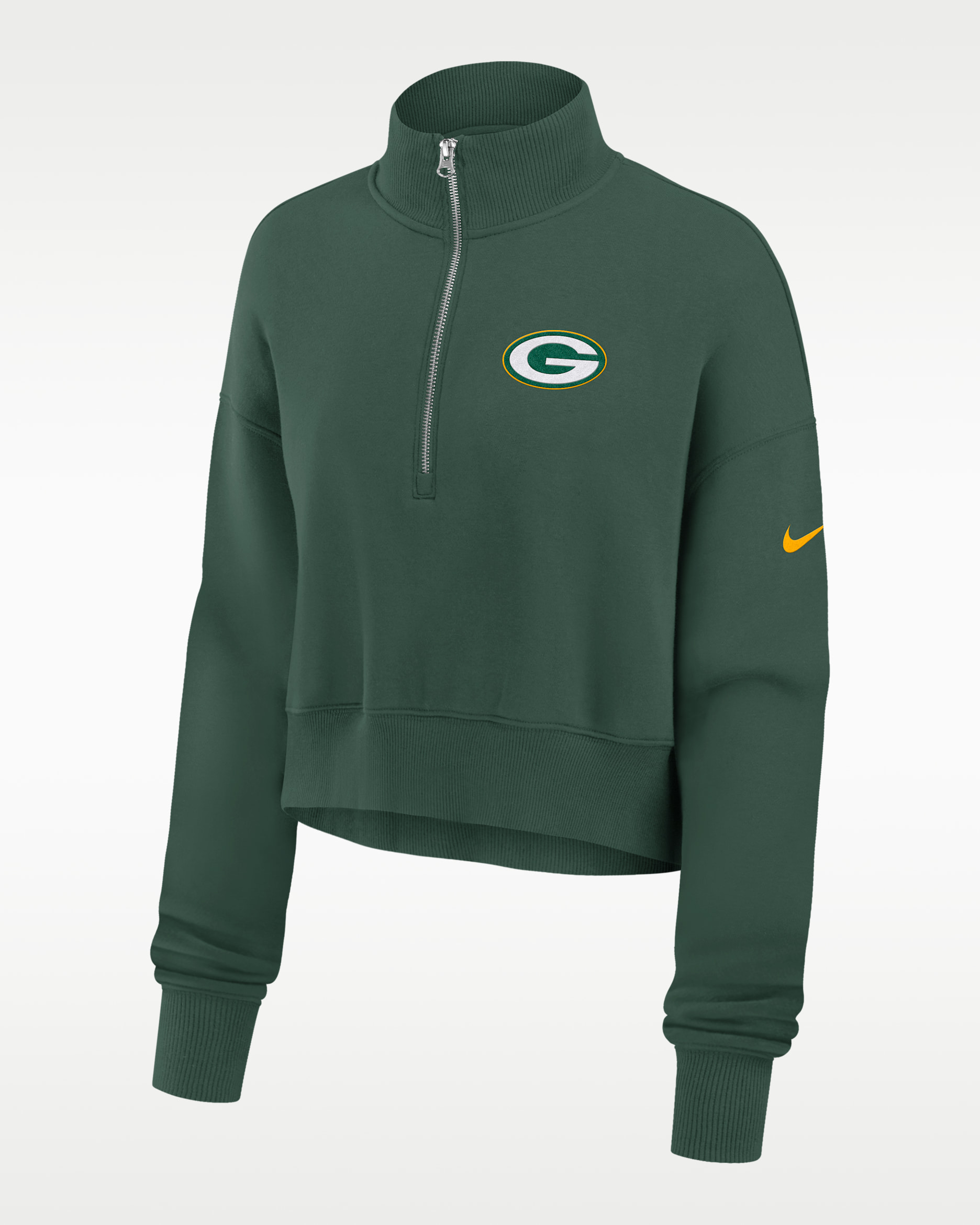 Green Bay Packers Phoenix Women's Nike NFL Cropped 1/4-Zip Crew - Green