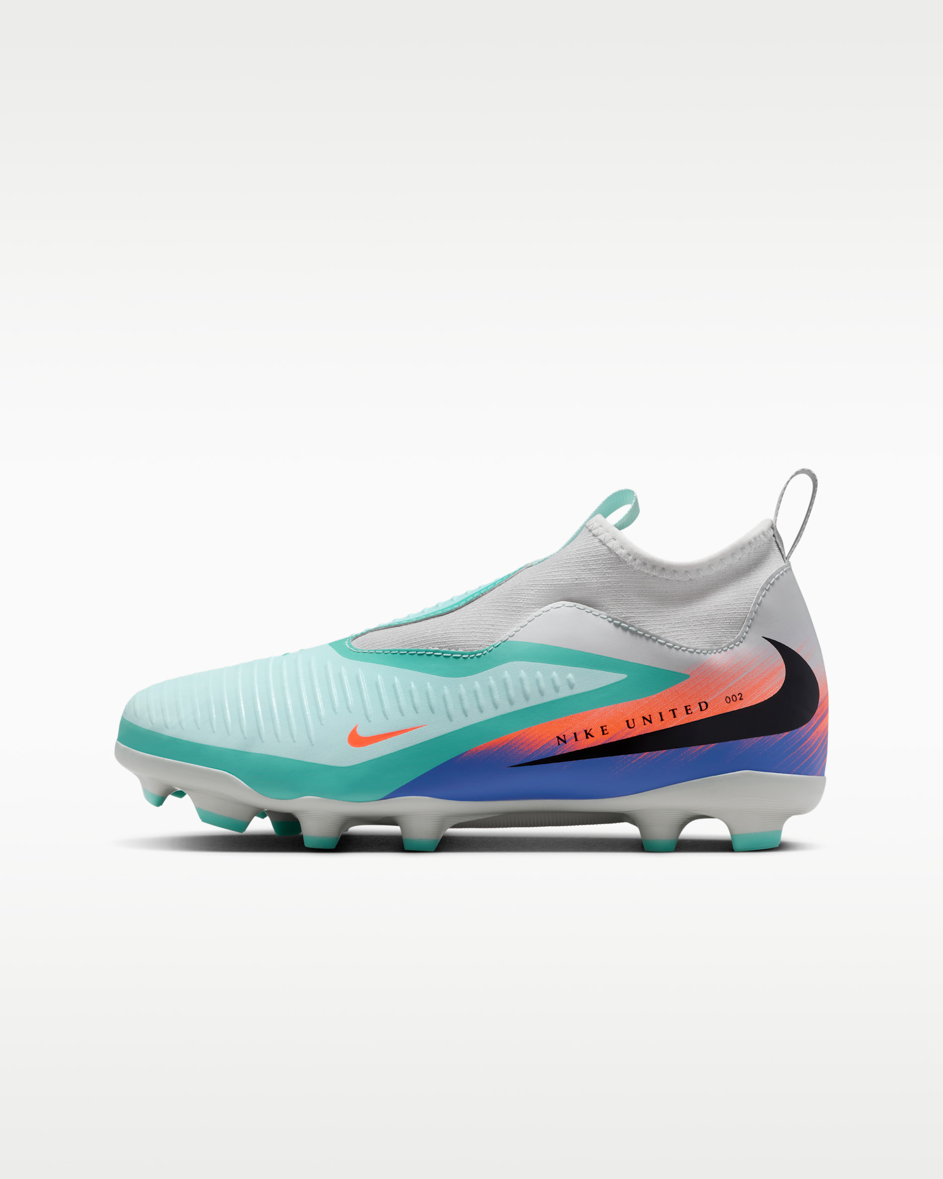 Nike United Jr. Phantom 6 高筒 Academy 大童多種場地足球釘鞋 - Pistachio Frost/Hyper Orange
