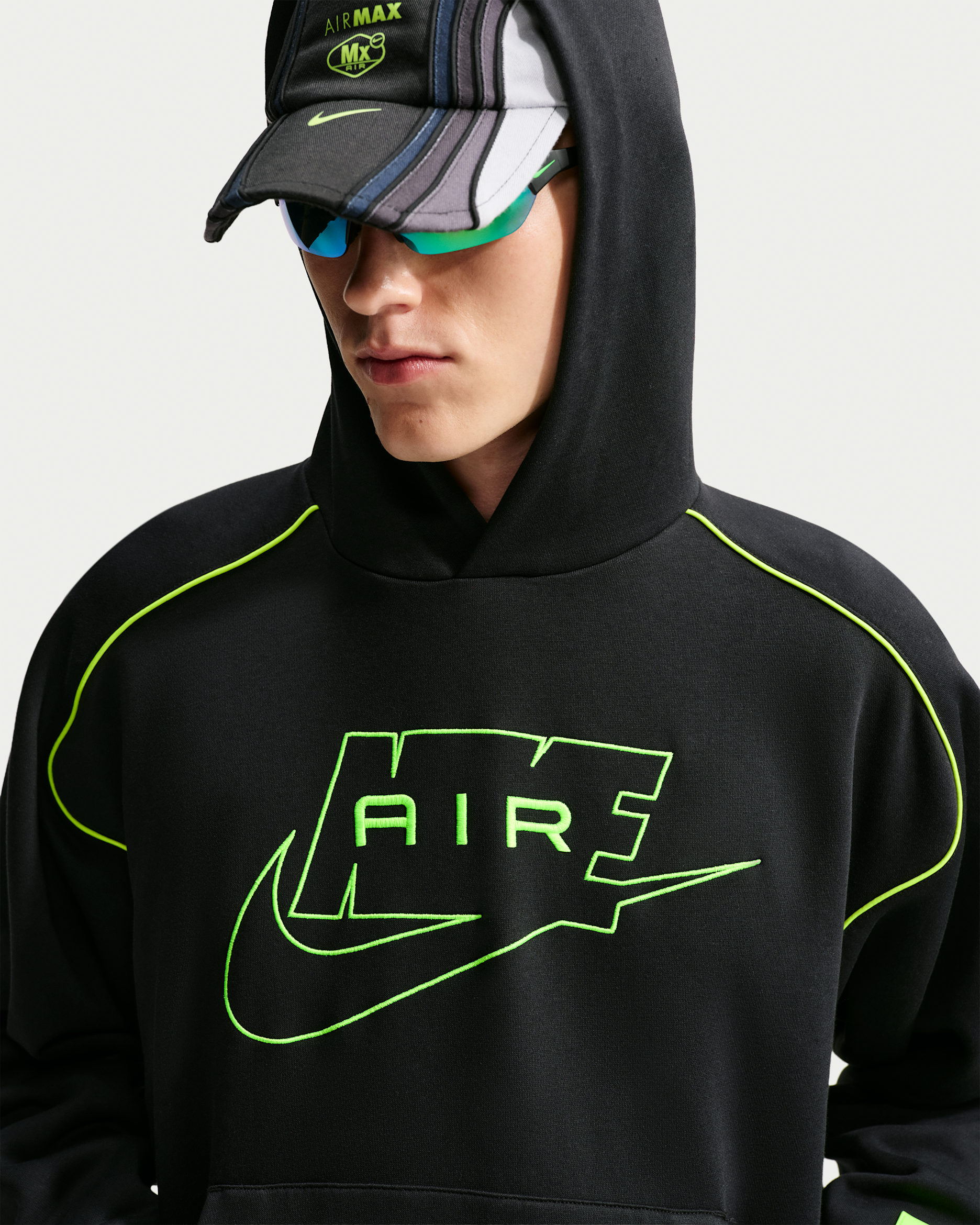 Nike Air Men's Fleece Pullover Hoodie - Black/Volt/Volt