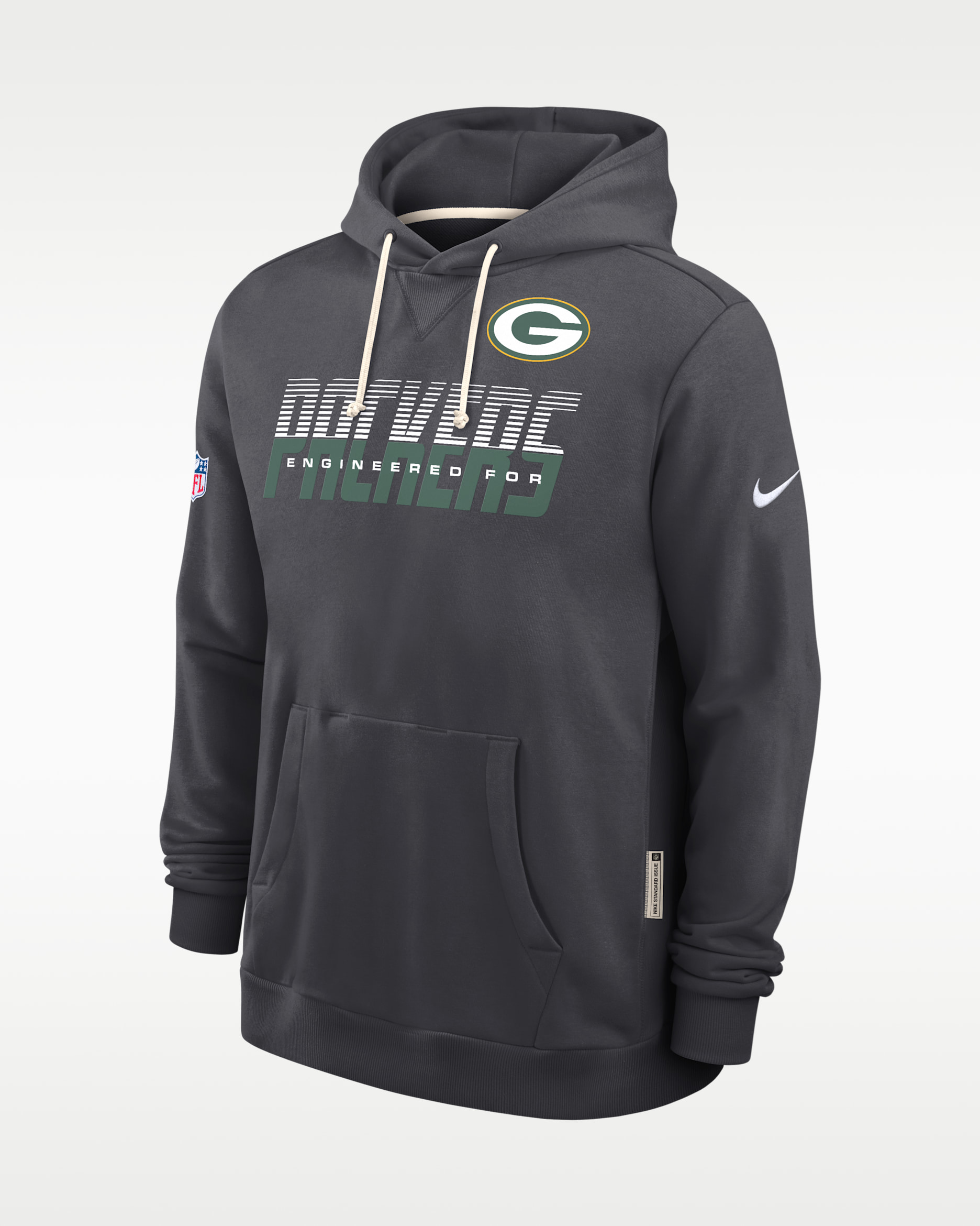 Sudadera con gorro sin cierre Nike Dri-FIT de la NFL para hombre Green Bay Packers Sideline Standard Issue - Carbón