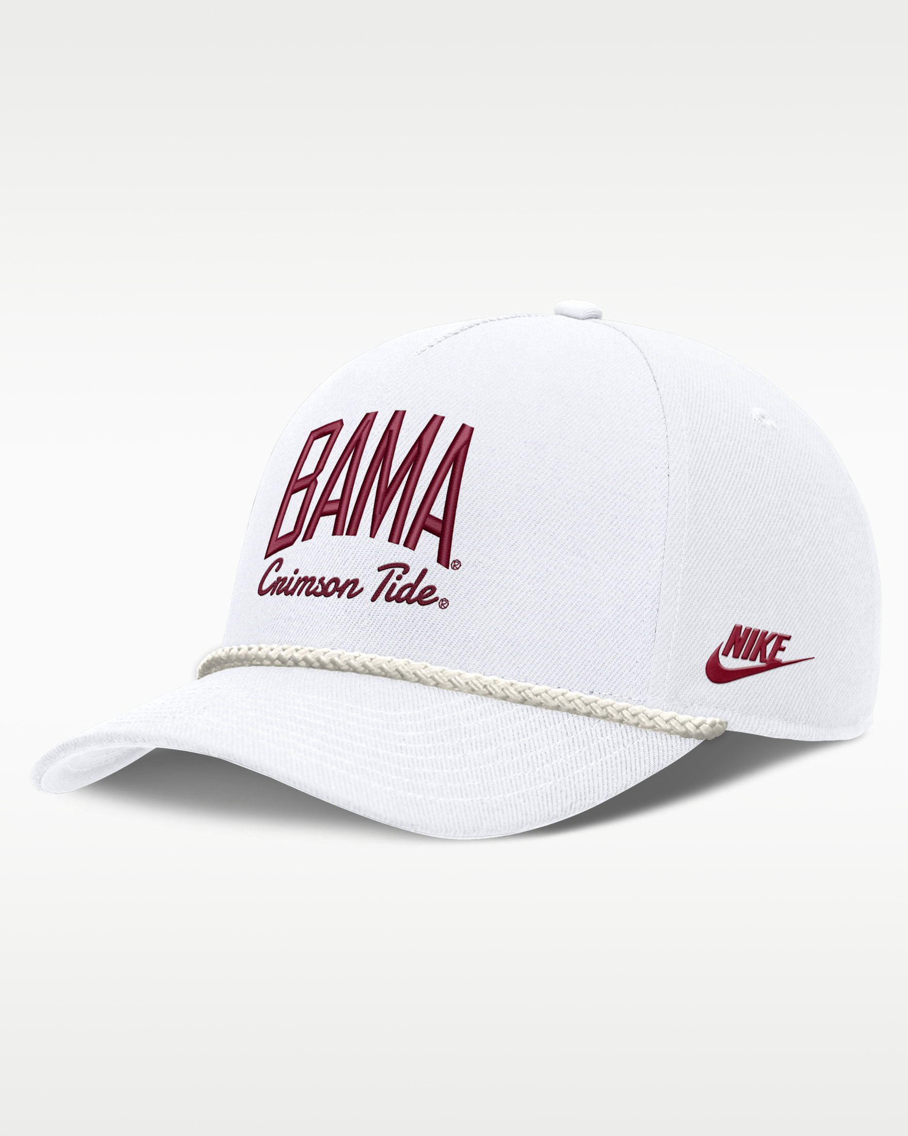 Alabama Legacy Letter Rise Men's Nike Dri-FIT College A-Frame Adjustable Hat - White