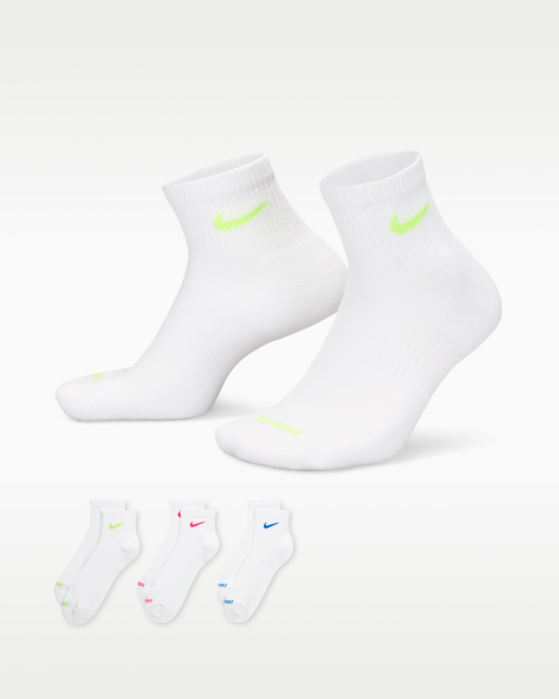 Nike Everyday Plus Cushioned Training Ankle Socks (3 Pairs) - Multi-Color