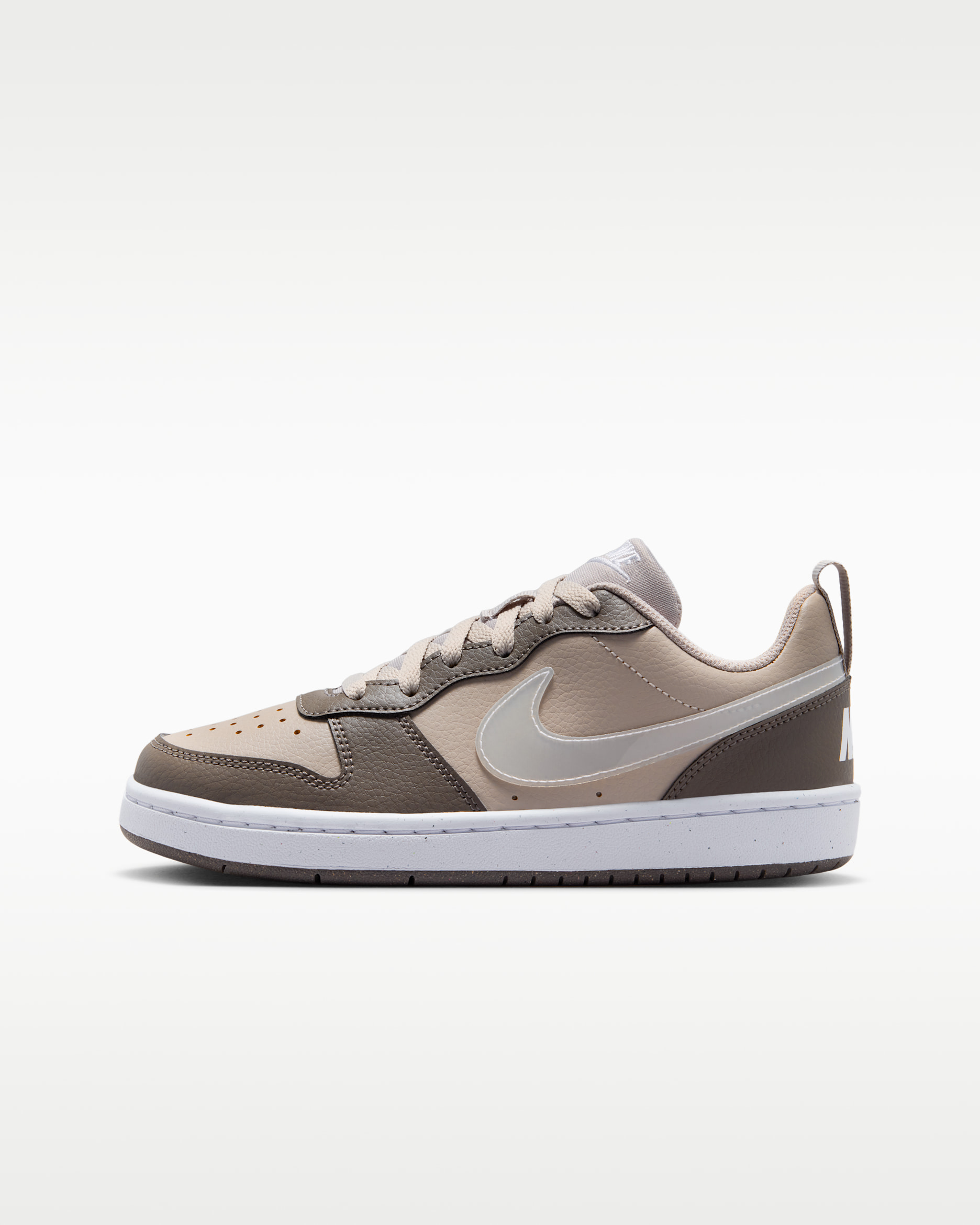 Nike Court Borough Low Big Kids' Shoes - Moon Particle/Cave Stone/White/White
