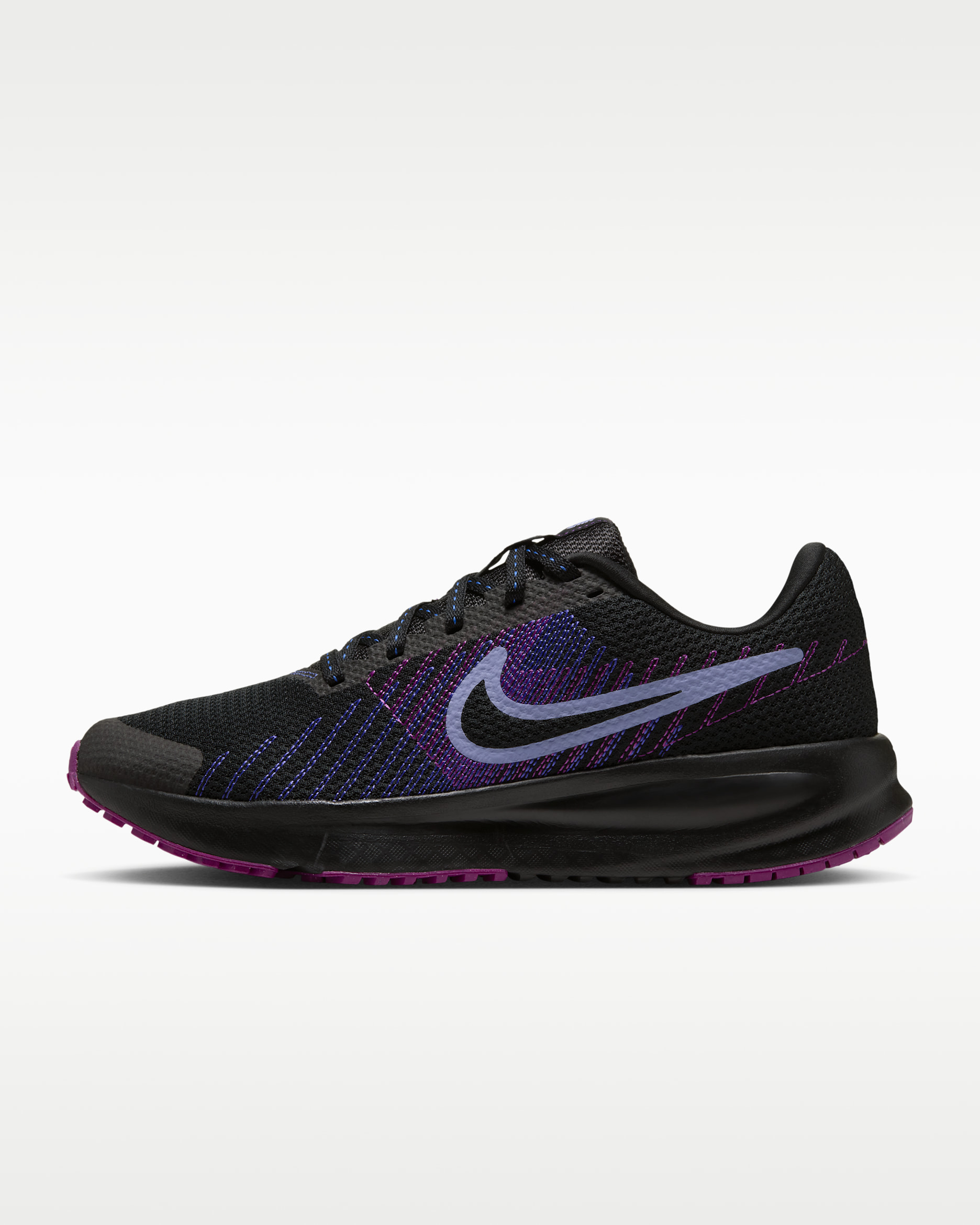 Nike Run Defy hardloopschoenen voor dames (straat) - Zwart/Persian Violet/Vivid Purple/Purple Pulse