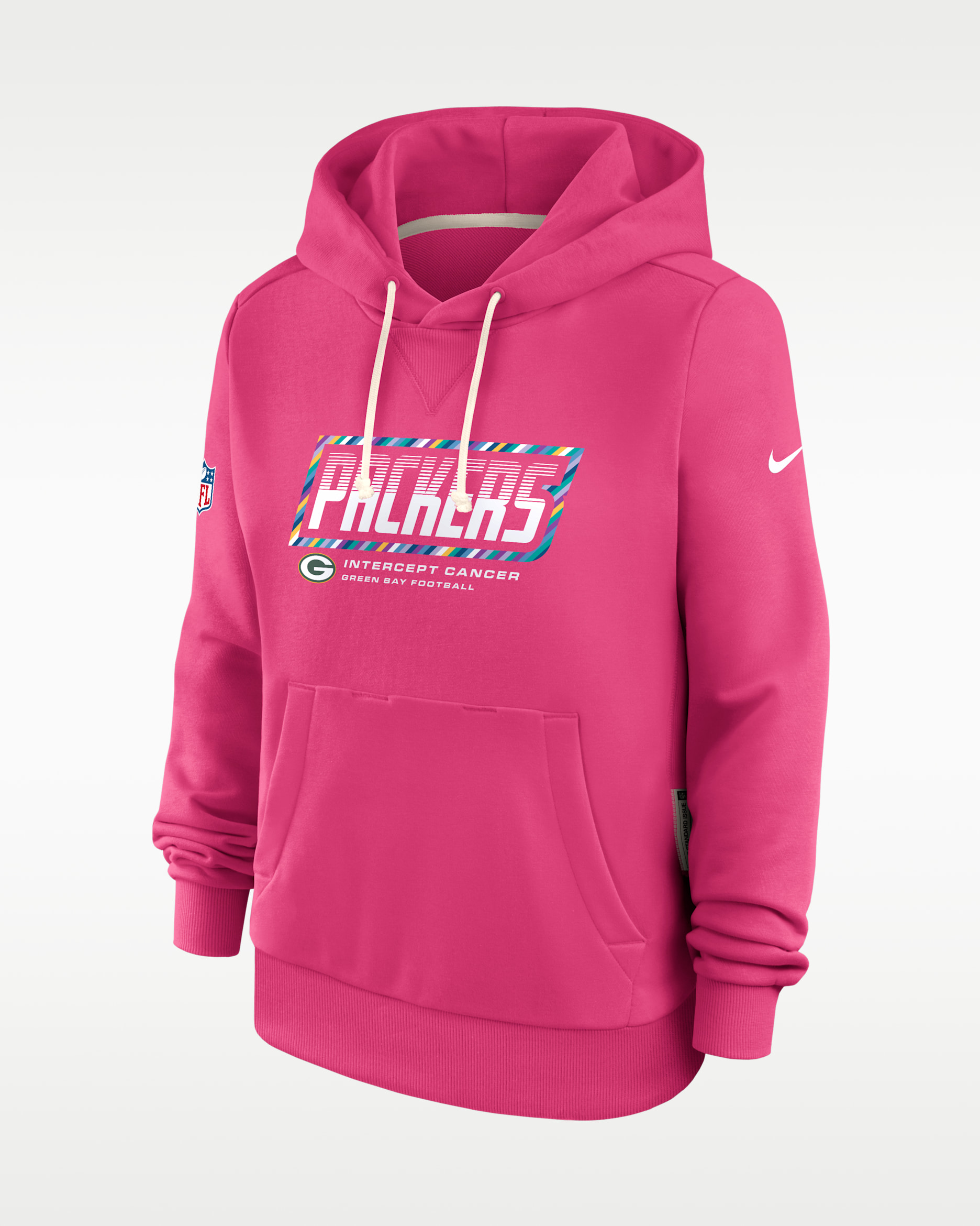 Green Bay Packers Crucial Catch Standard Issue Women's Nike Dri-FIT NFL Pullover Hoodie - Pink