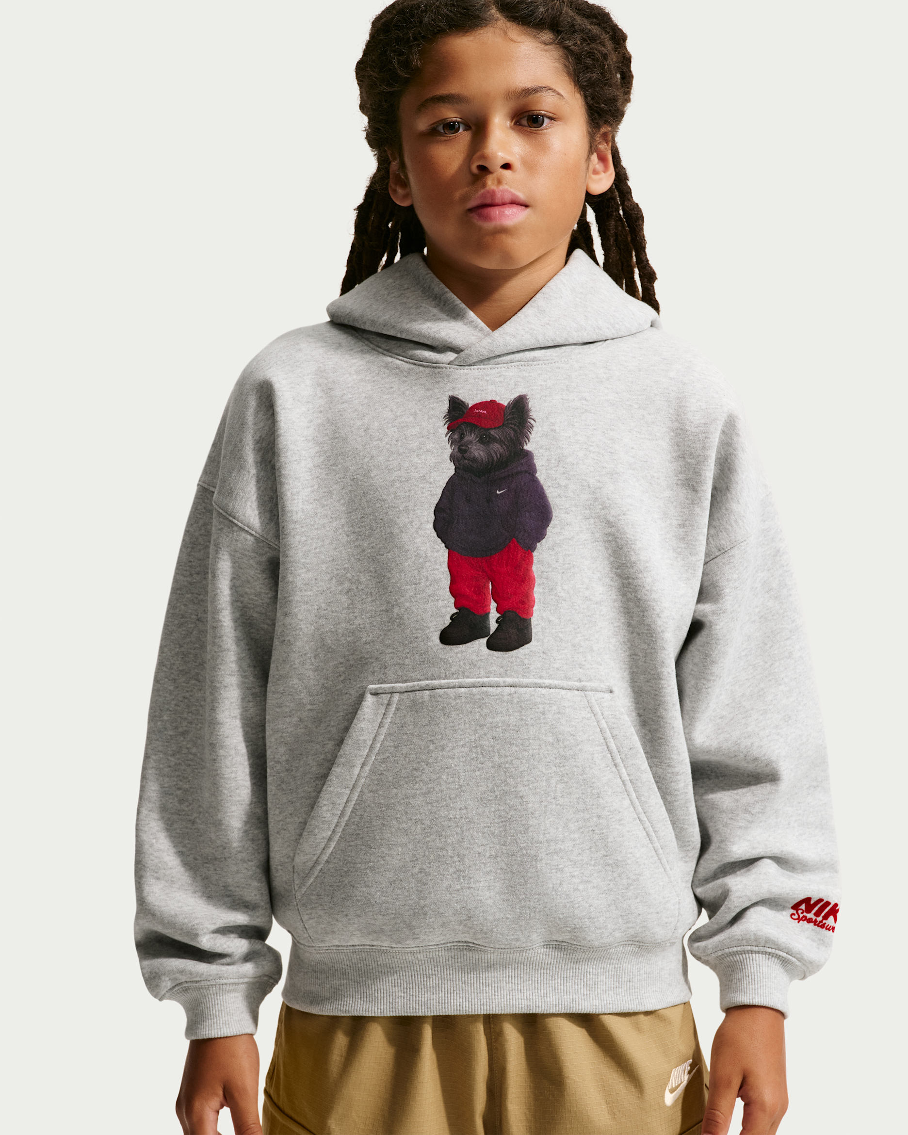 Nike Sportswear Club Fleece Big Kids' Oversized Hoodie - Grey Heather