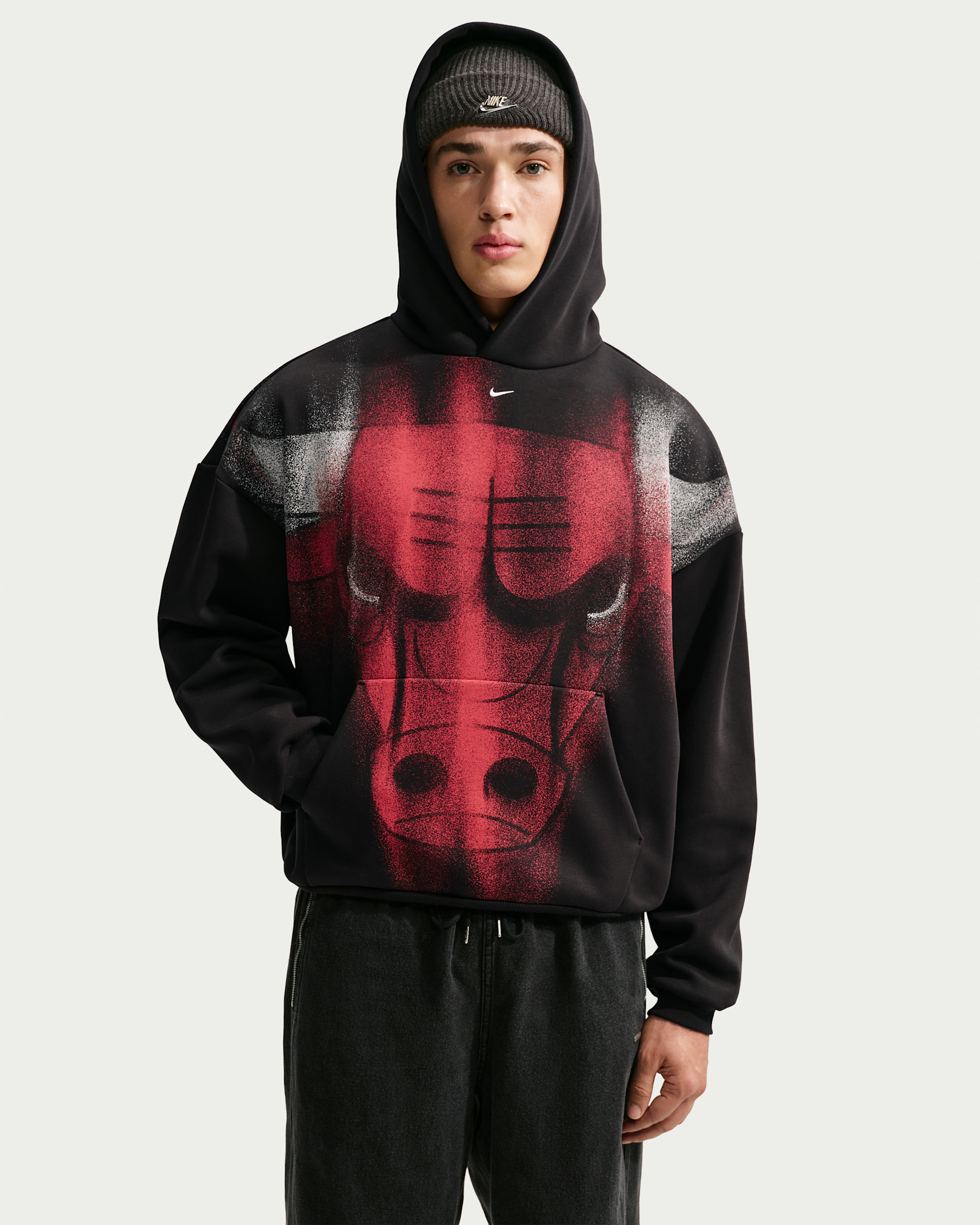 Chicago Bulls Standard Issue Men's Fleece Basketball Hoodie - Black/White