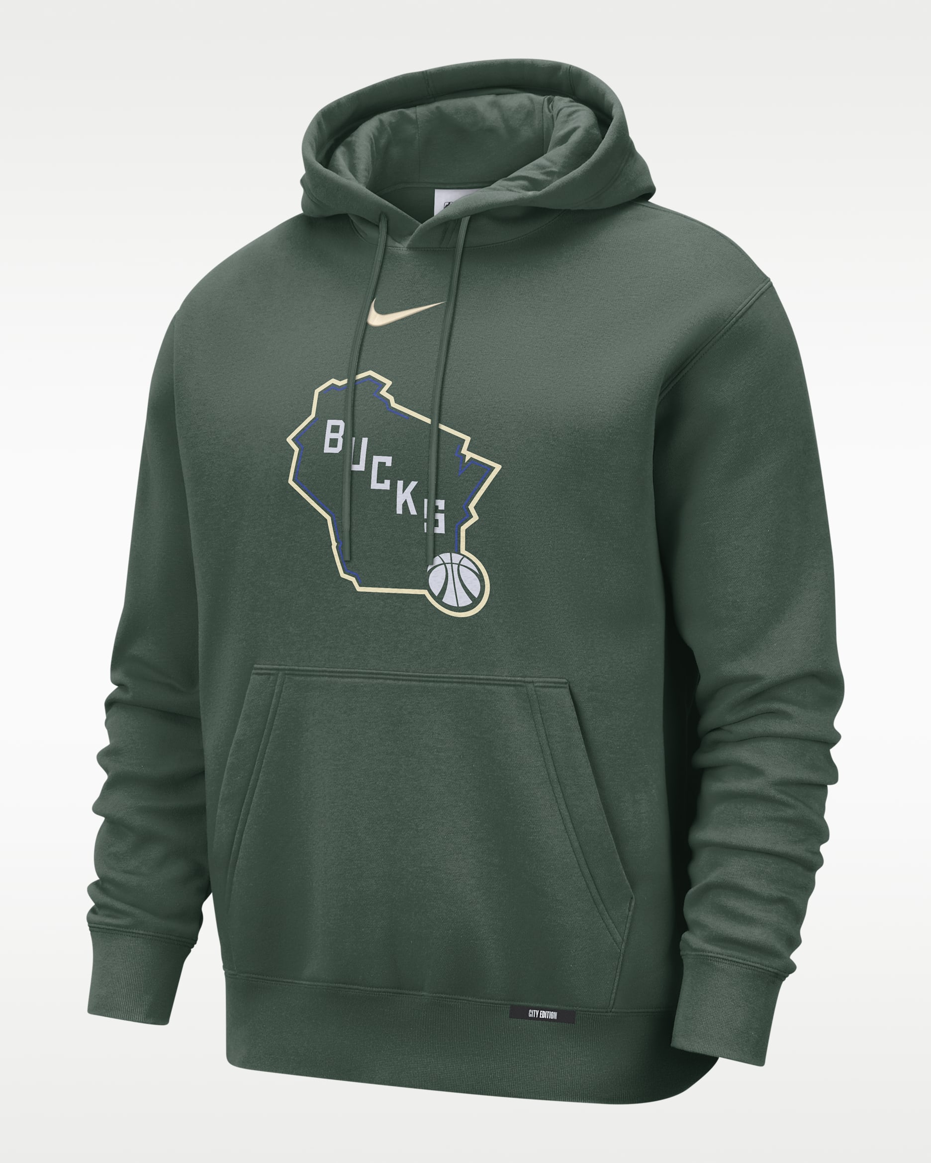 Sudadera con gorro Nike Club para hombre Milwaukee Bucks City Edition - Abeto