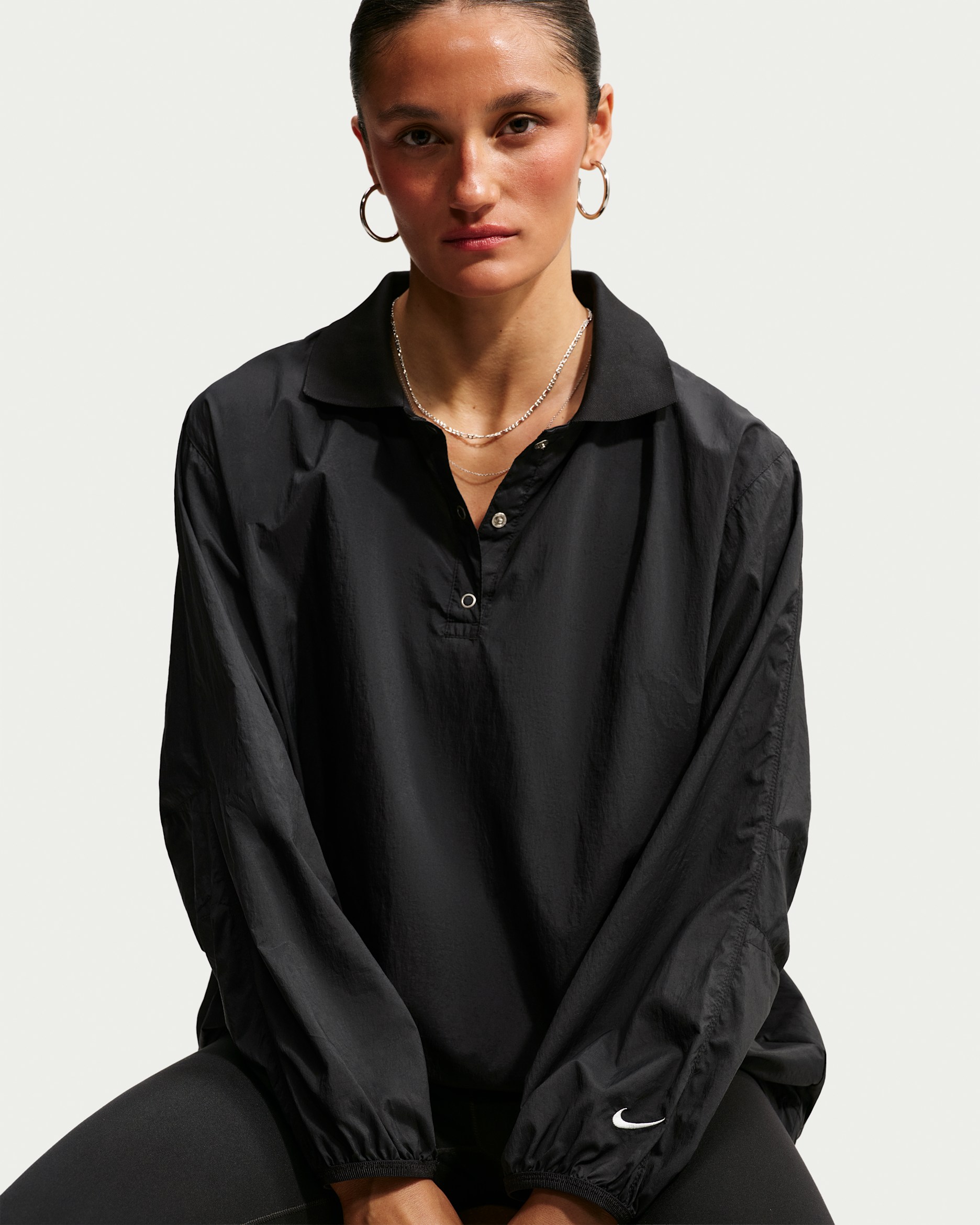 Sudadera sin cierre ligera con protección UV oversized para mujer Nike Sportswear - Negro/Vela