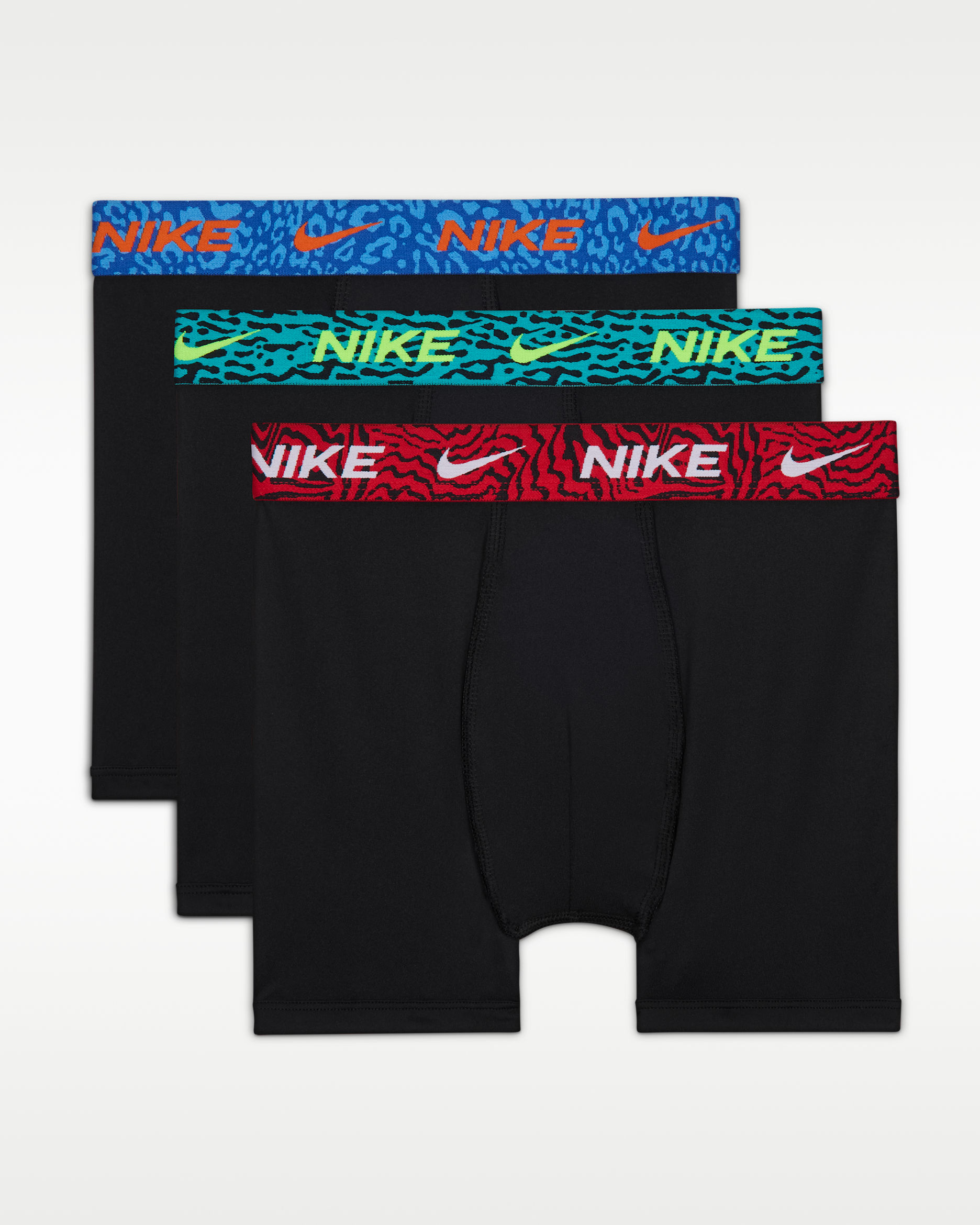 Ropa interior hasta la pretina de jacquard con diseño animal para niños talla grande (paquete de 3) Nike Dri-FIT - Negro