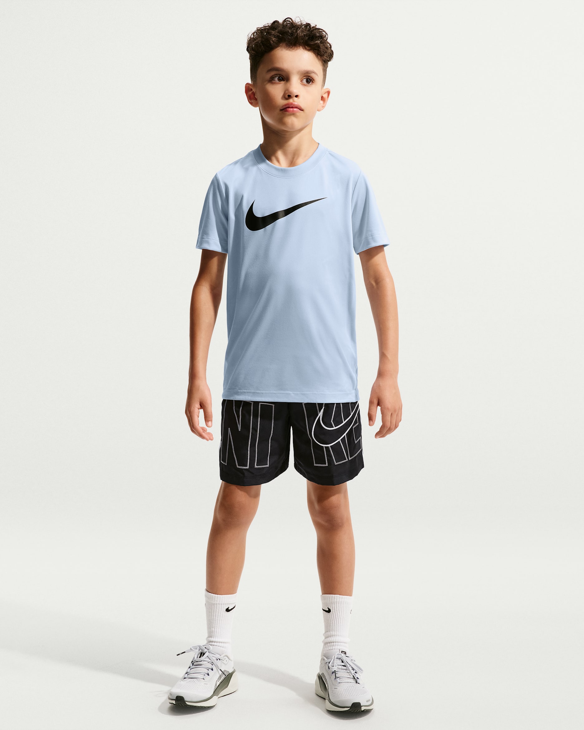 Nike Multi Big Kids' (Boys') Dri-FIT Training Shorts - Black/Pure Platinum/White