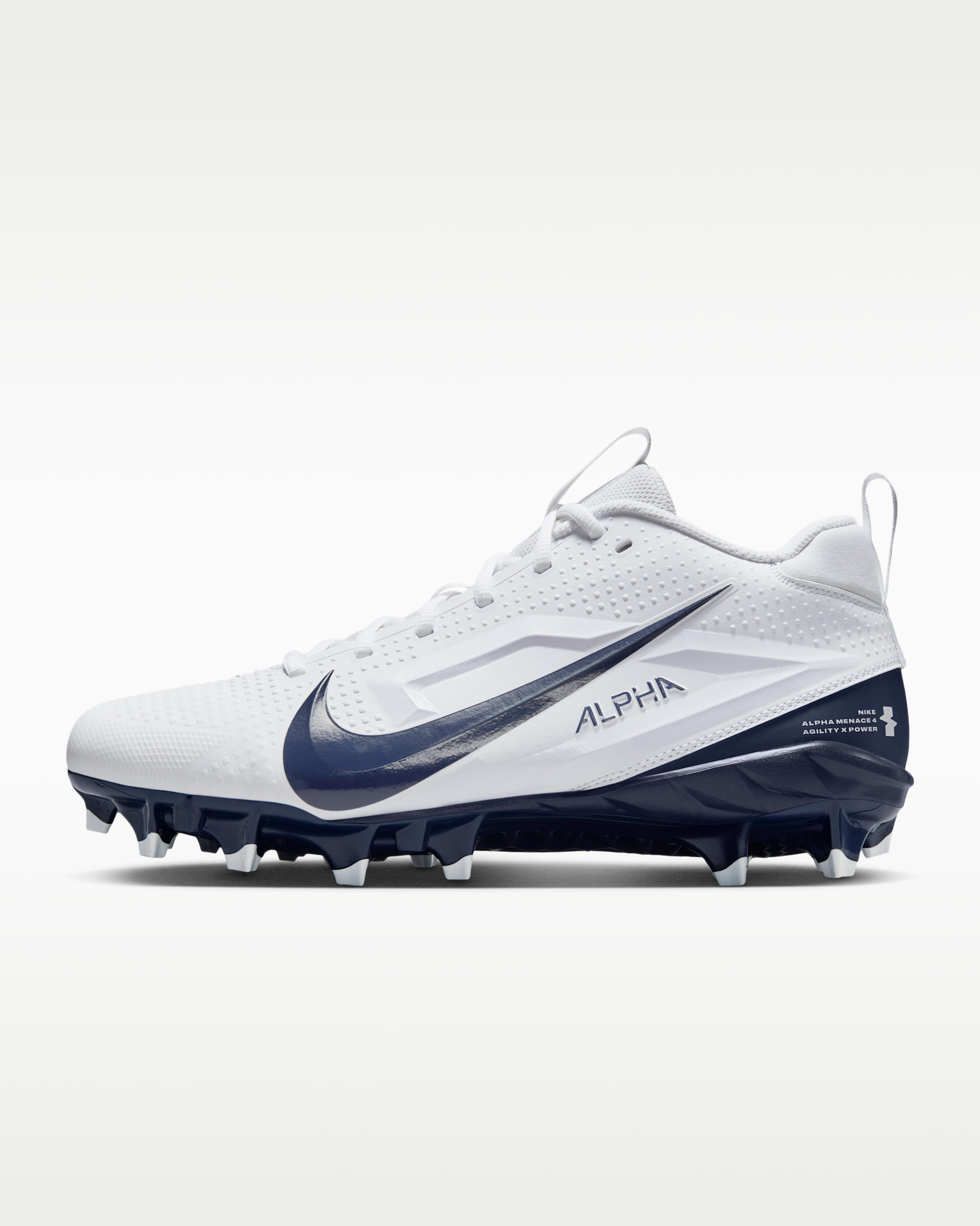 Nike Alpha Menace 4 Varsity Football Cleats - White/Midnight Navy/Photon Dust/Midnight Navy