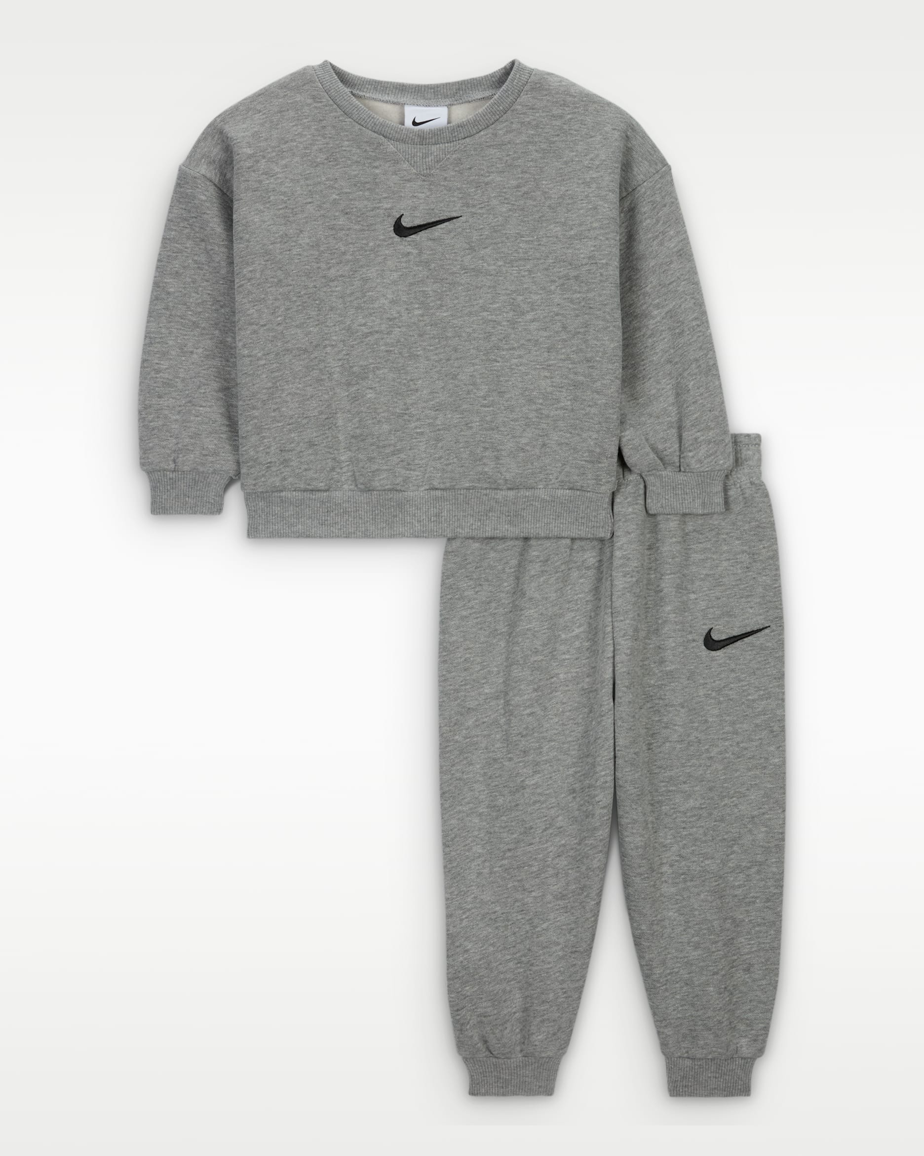 Nike 2-teiliges Essential Fleece-Rundhalsshirt-Set für Babys (12–24 Monate) - Dark Grey Heather