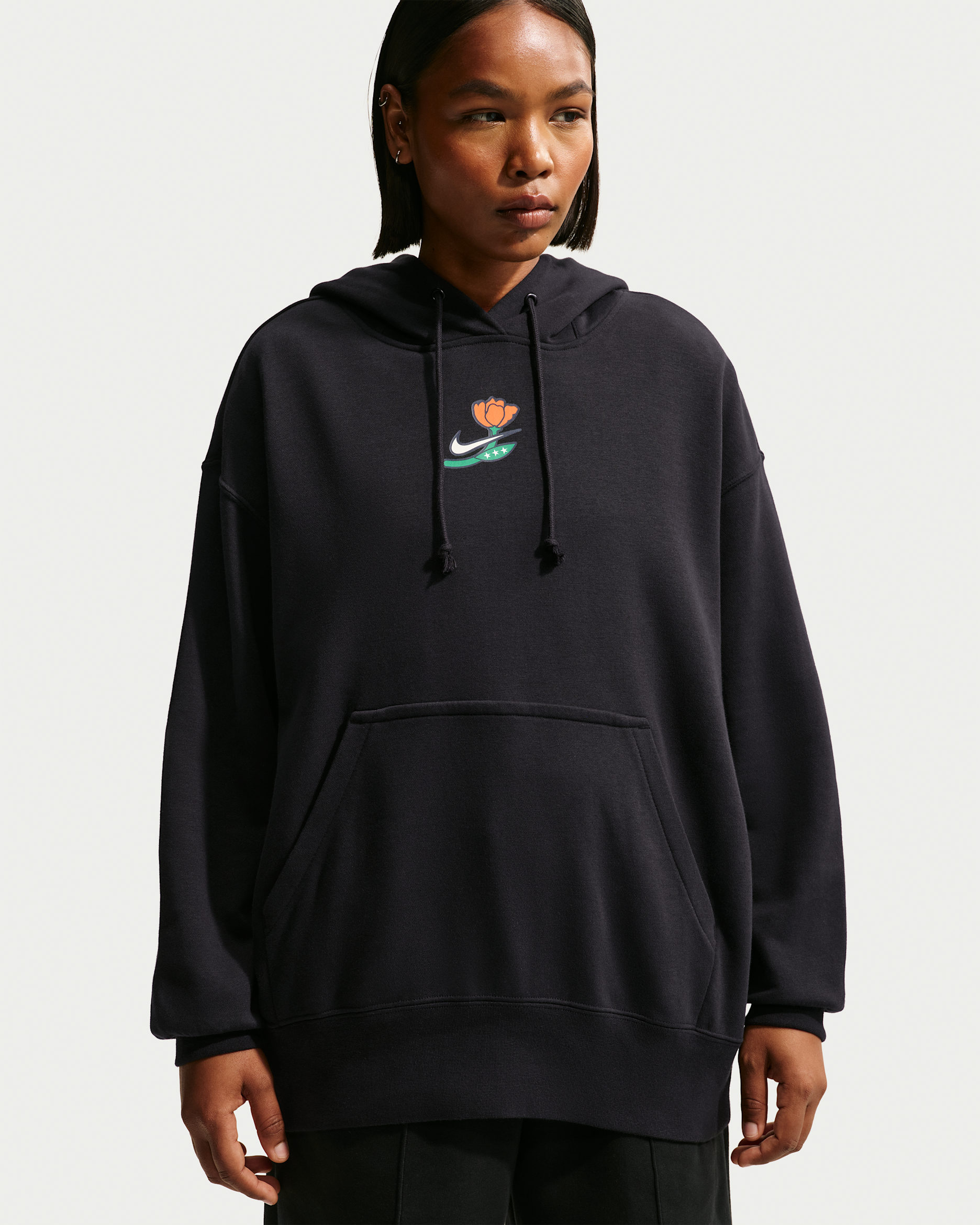 Nike Phoenix Fleece Women's Oversized Pullover Basketball Hoodie - Black