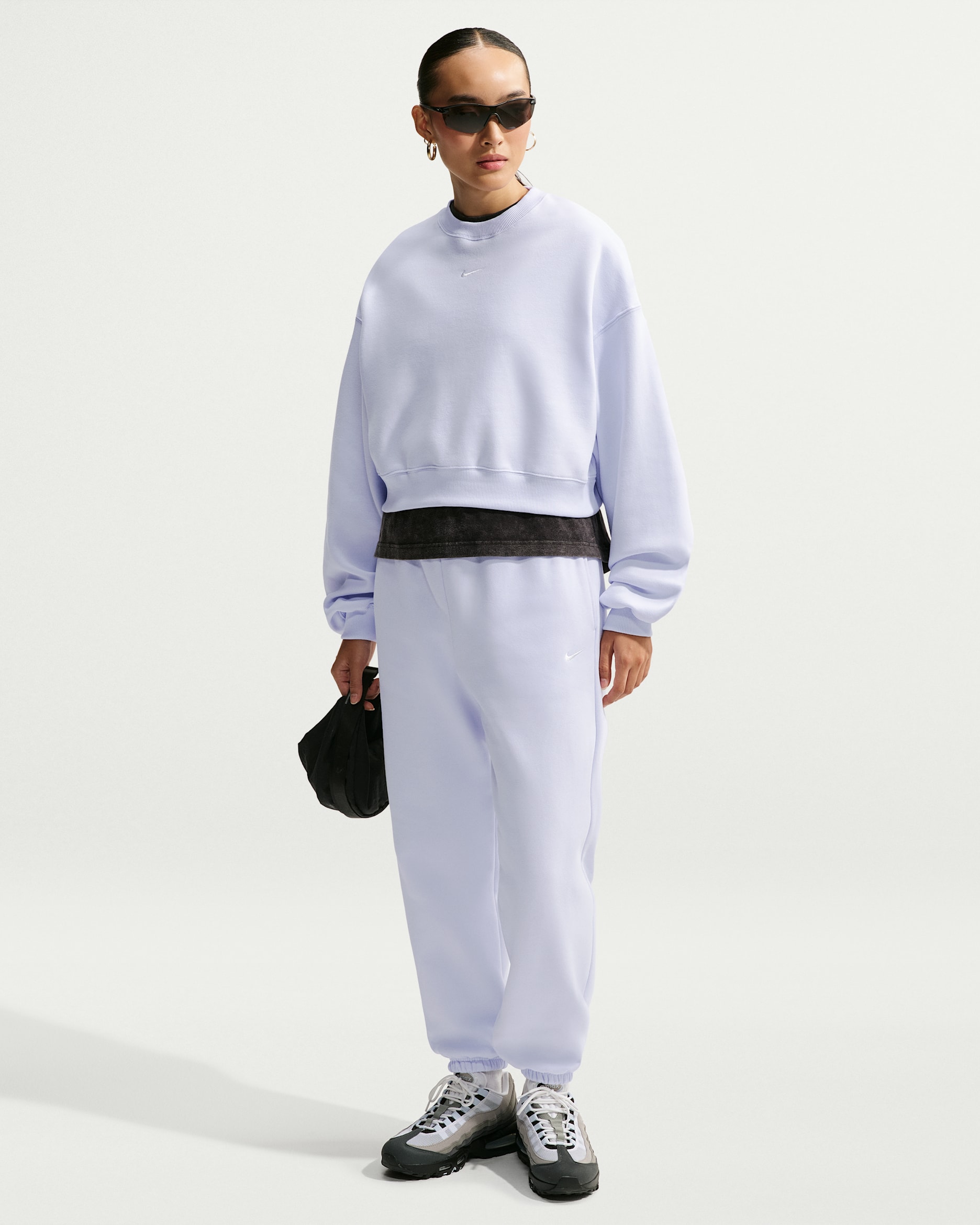 Nike Studio Fleece Medium Weight Women's High-Rise Oversized Cuffed Pants - Palest Purple/Sail