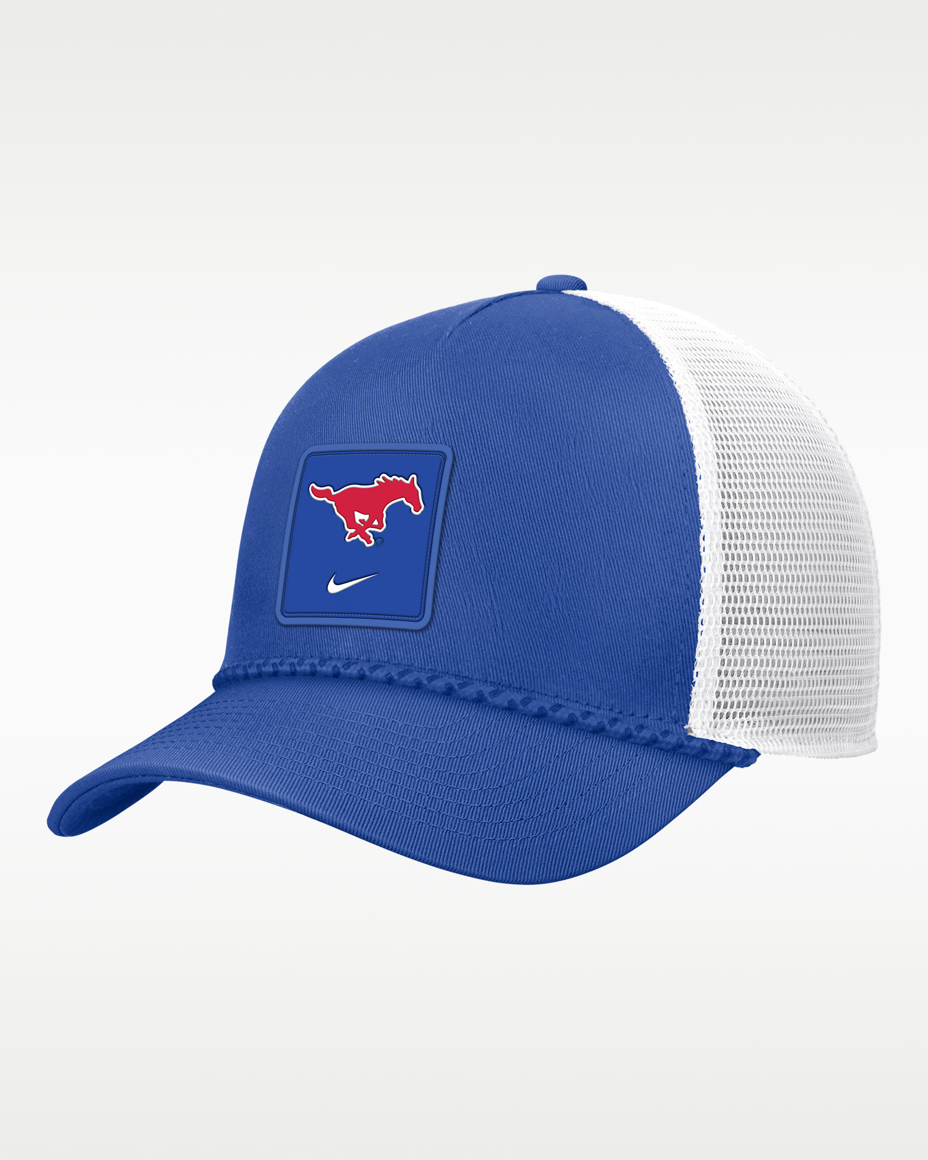 SMU Sideline Rope Men's Nike College Trucker Adjustable Hat - Royal