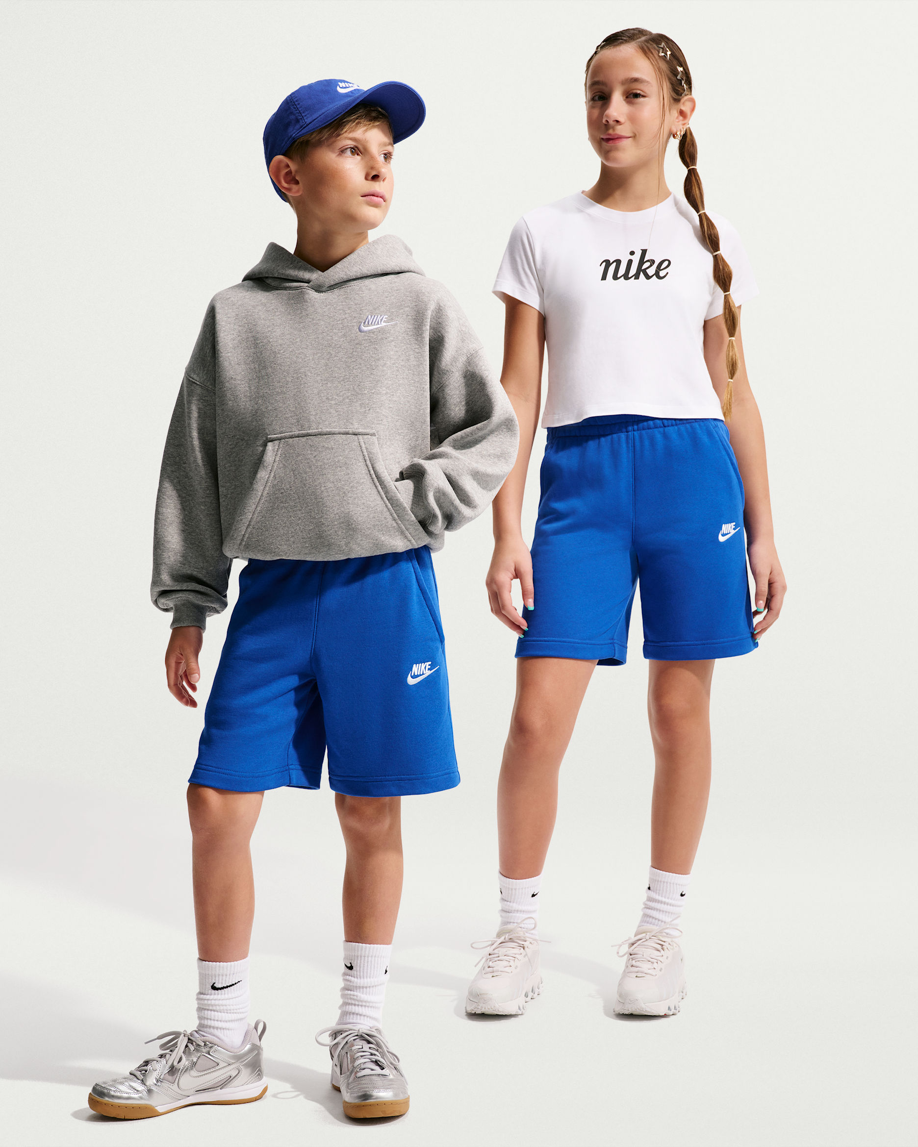 Nike Sportswear Club Fleece Big Kids' French Terry Shorts - Game Royal/White
