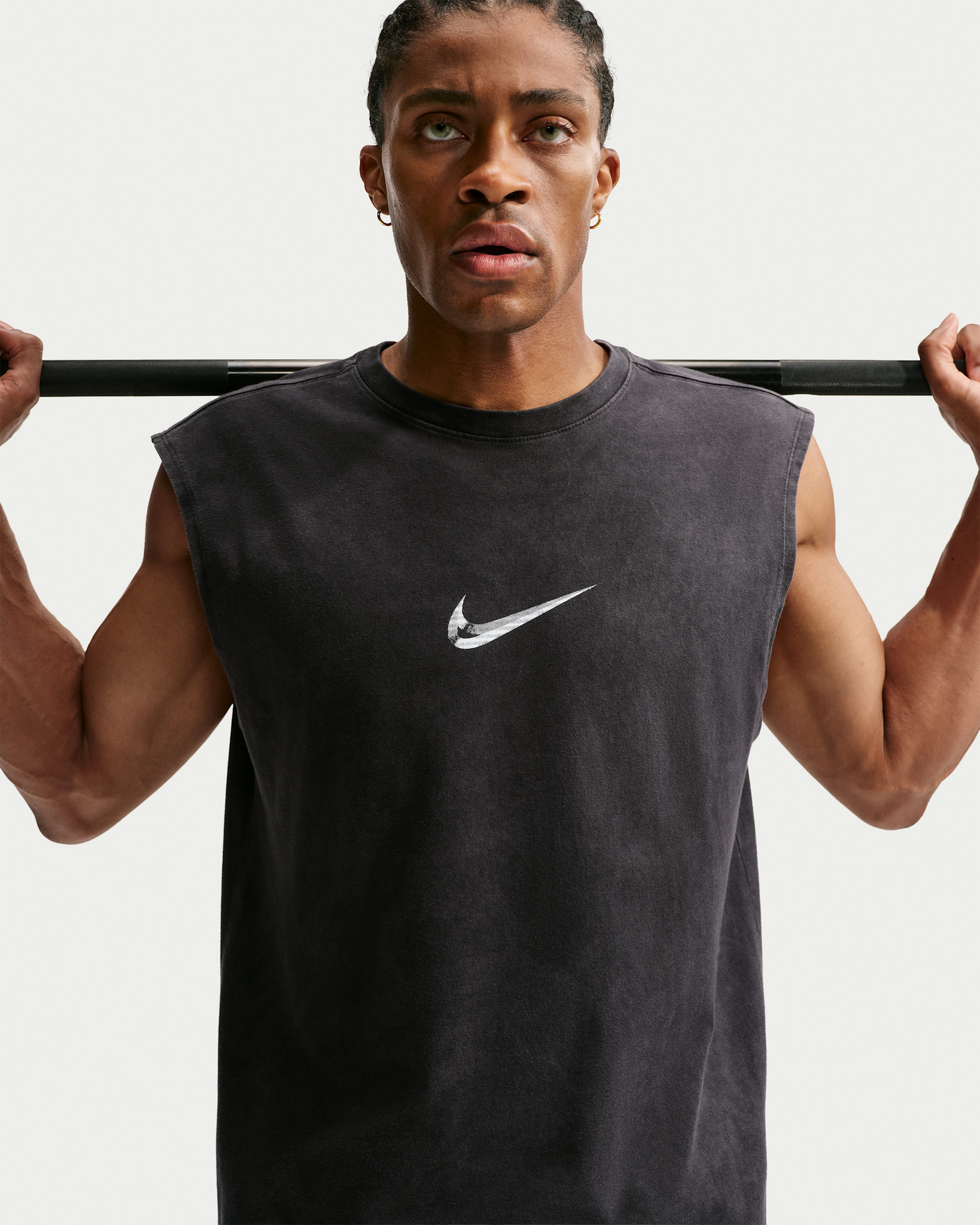 Ανδρικό αμάνικο T-Shirt Nike - Μαύρο/Λευκό