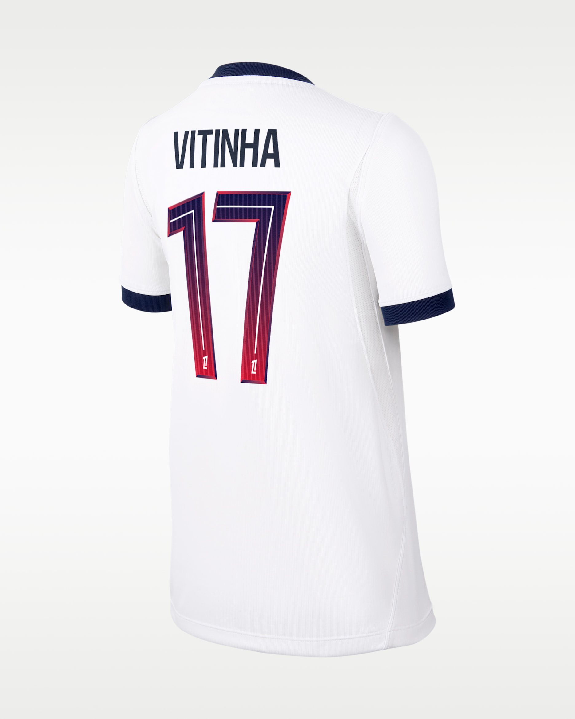 Vitinha Paris Saint-Germain 2026/27 Stadium Away Big Kids' Nike Dri-FIT Soccer Jersey - White/Red/Blue