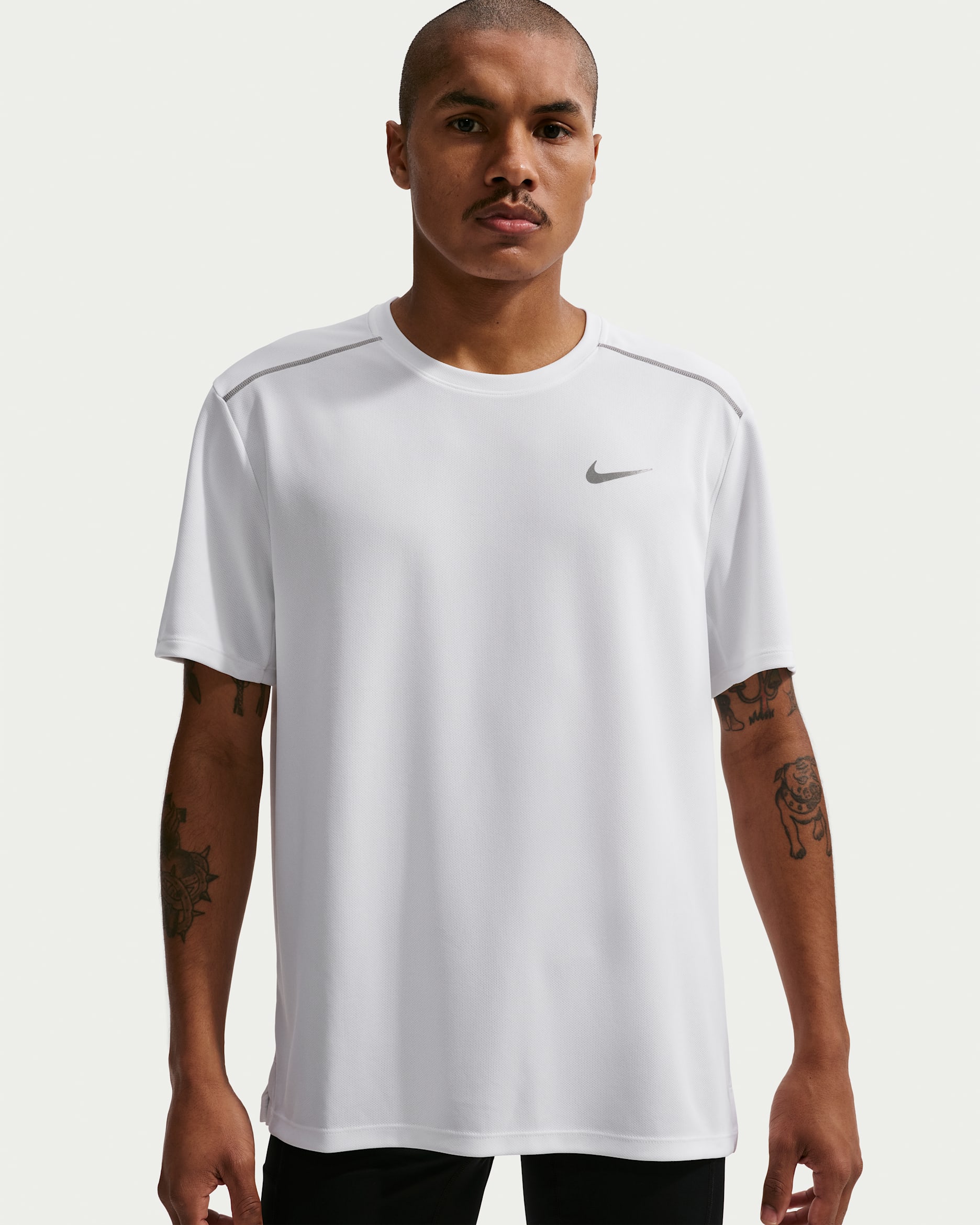 Męska koszulka z krótkim rękawem do biegania Dri-FIT Nike Miler - Biel/Biel