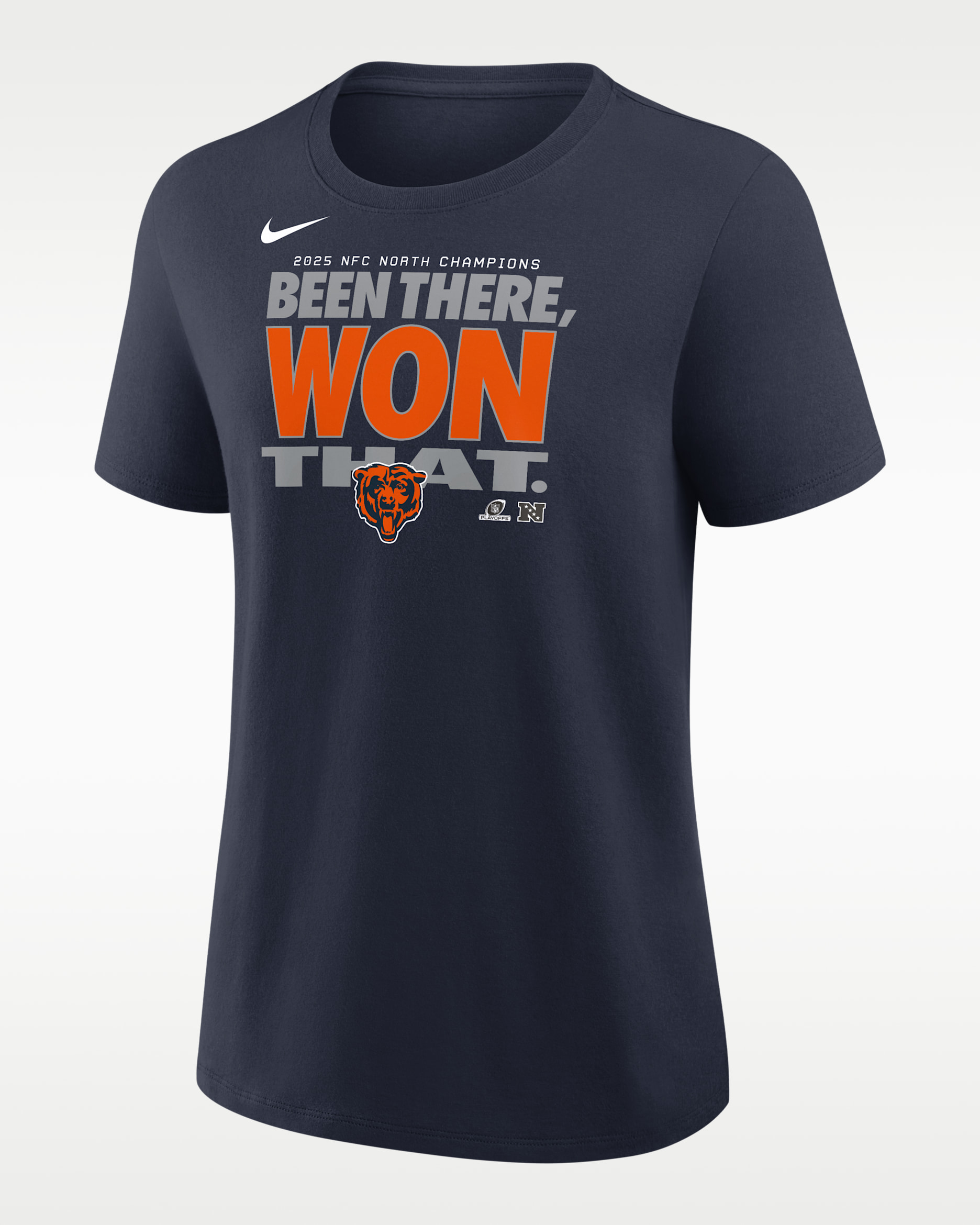 Playera Nike de la NFL para mujer Chicago Bears 2025 NFC North Champions Trophy - Azul marino