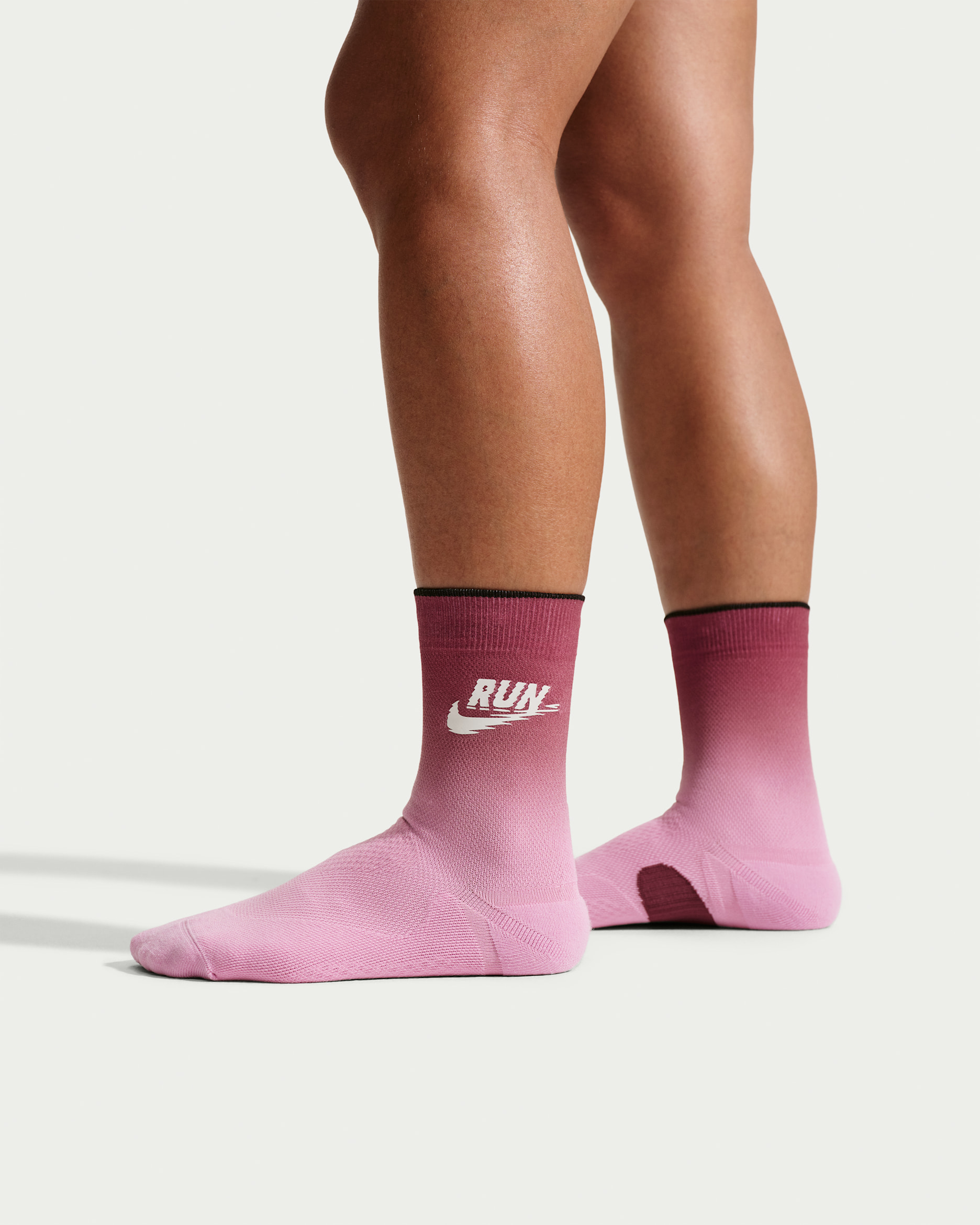 Nike Run Midweight Running Crew Socks (1 Pair) - Pink Rise/Pink Smoke/White