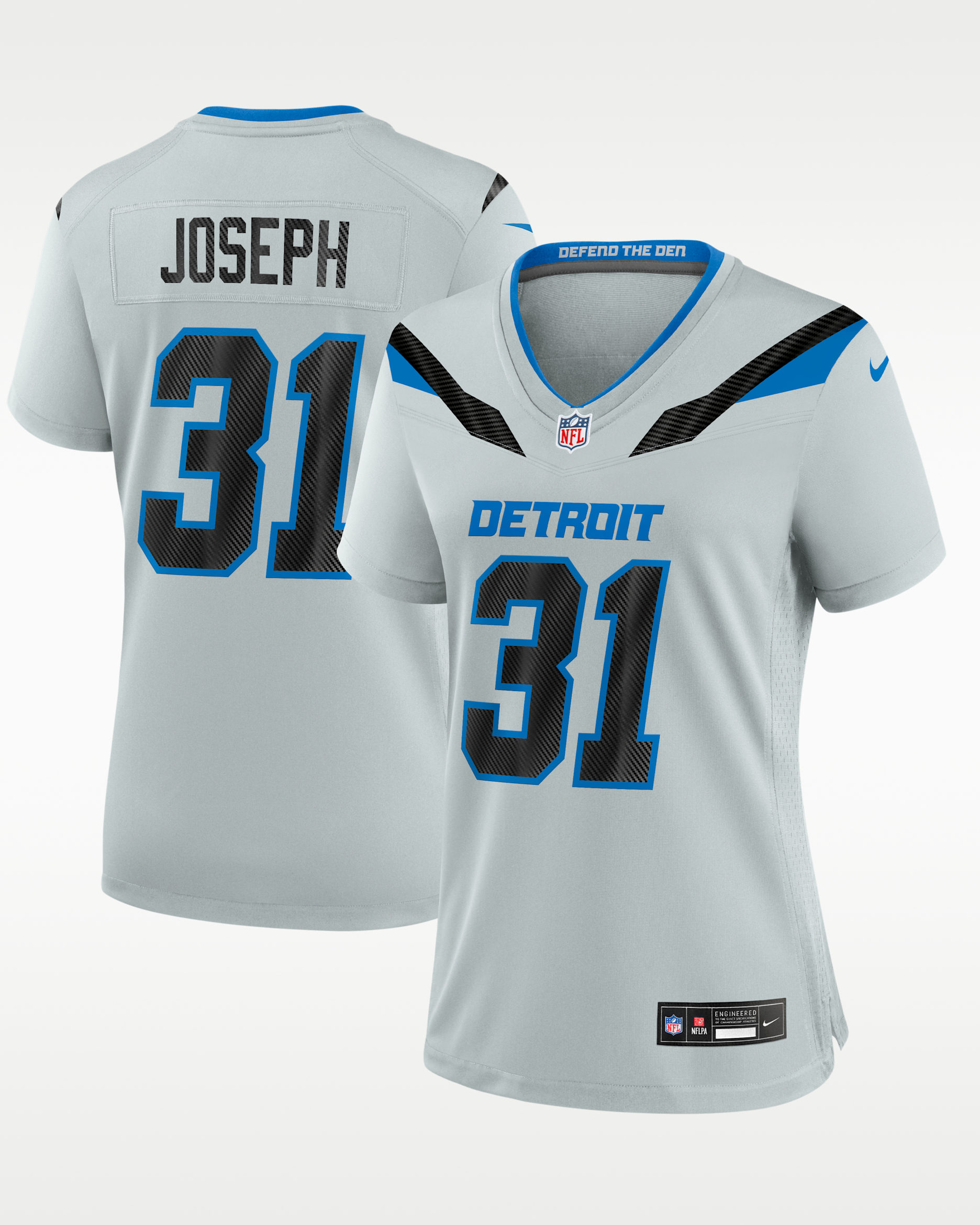 Kerby Joseph Detroit Lions Rivalries Collection Women's Nike NFL Game Jersey - Silver