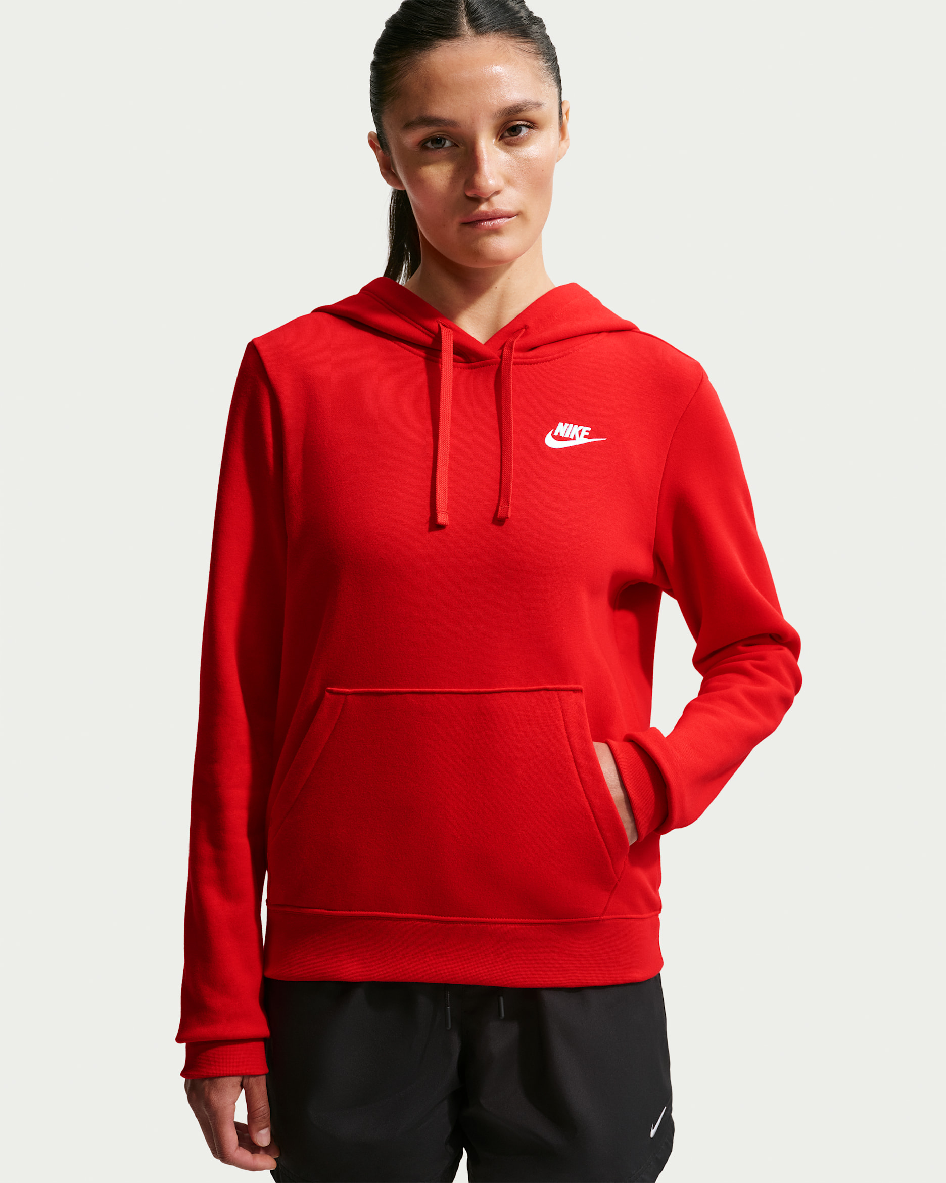 Nike Sportswear Club Fleece Women's Pullover Hoodie - University Red/White