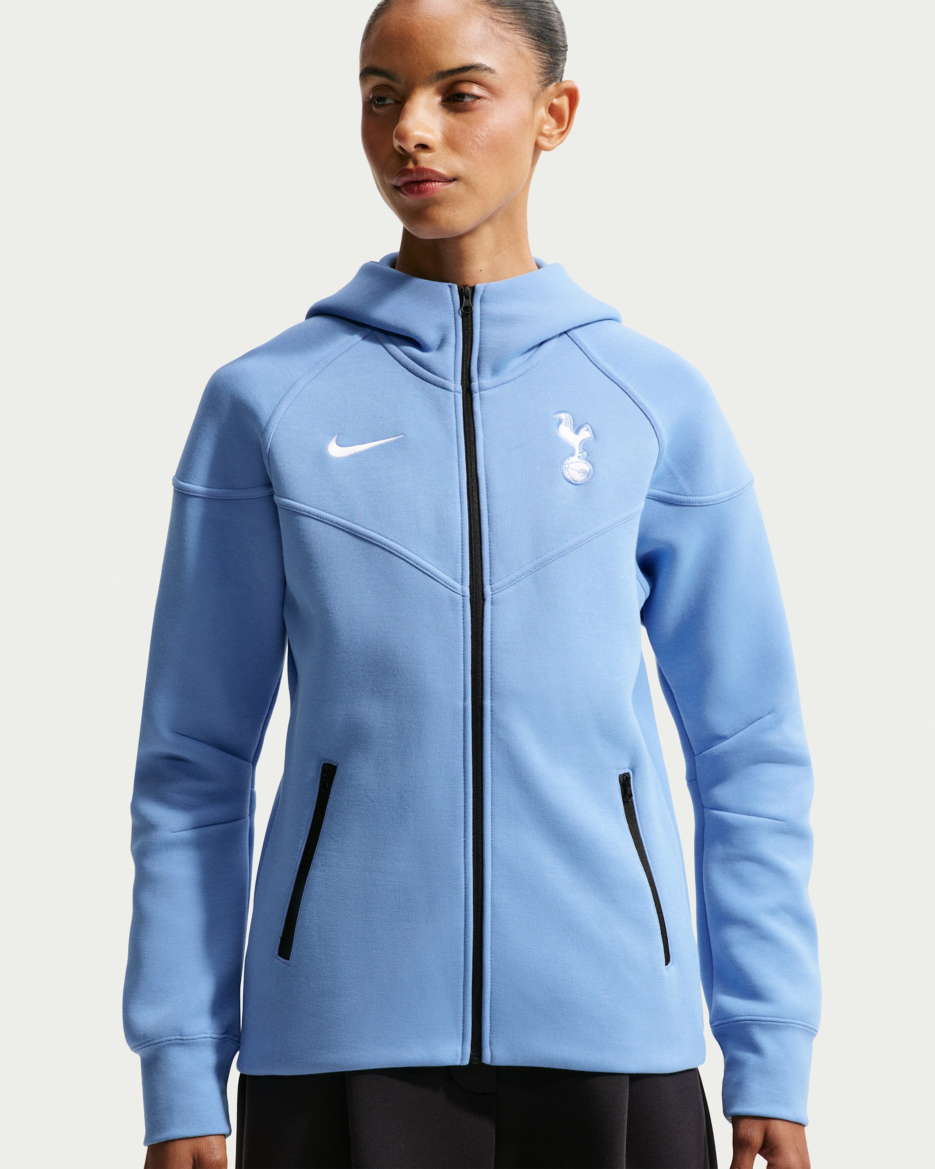 Tottenham Hotspur Tech Fleece Windrunner Nike hoodie met rits over de hele lengte voor dames - Light Blue/Wit