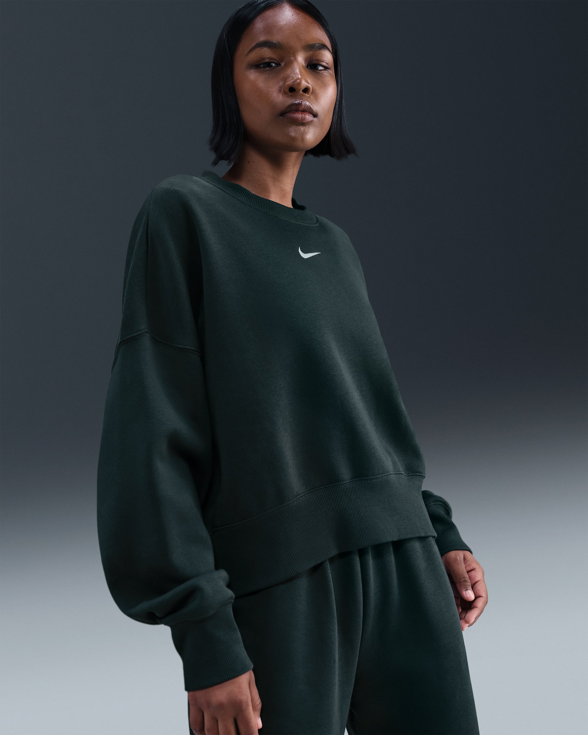 Sudadera sin cierre de cuello redondo extra oversized para mujer Nike Sportswear Phoenix Fleece - Alga/Vela