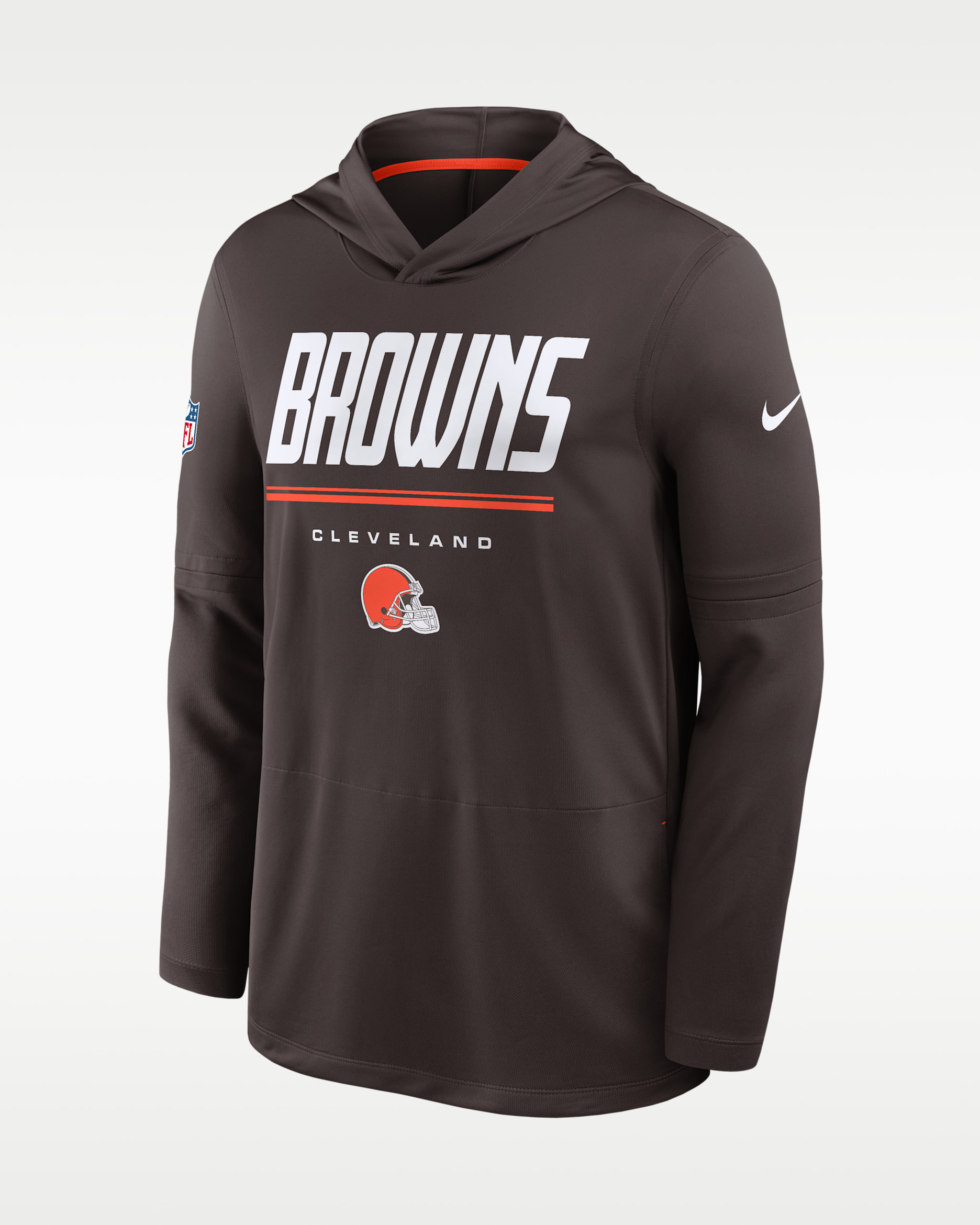 Cleveland Browns Sideline Men's Nike Dri-FIT NFL Long-Sleeve Hooded Top - Brown