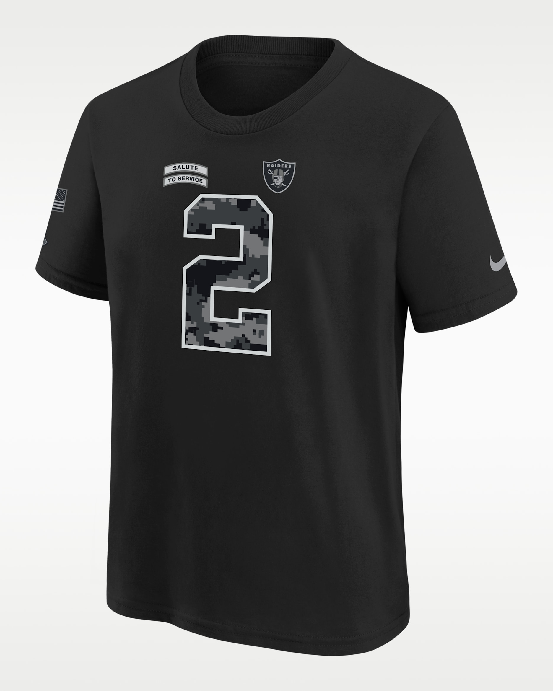 Ashton Jeanty Las Vegas Raiders Salute to Service Big Kids' Nike NFL T-Shirt - Black