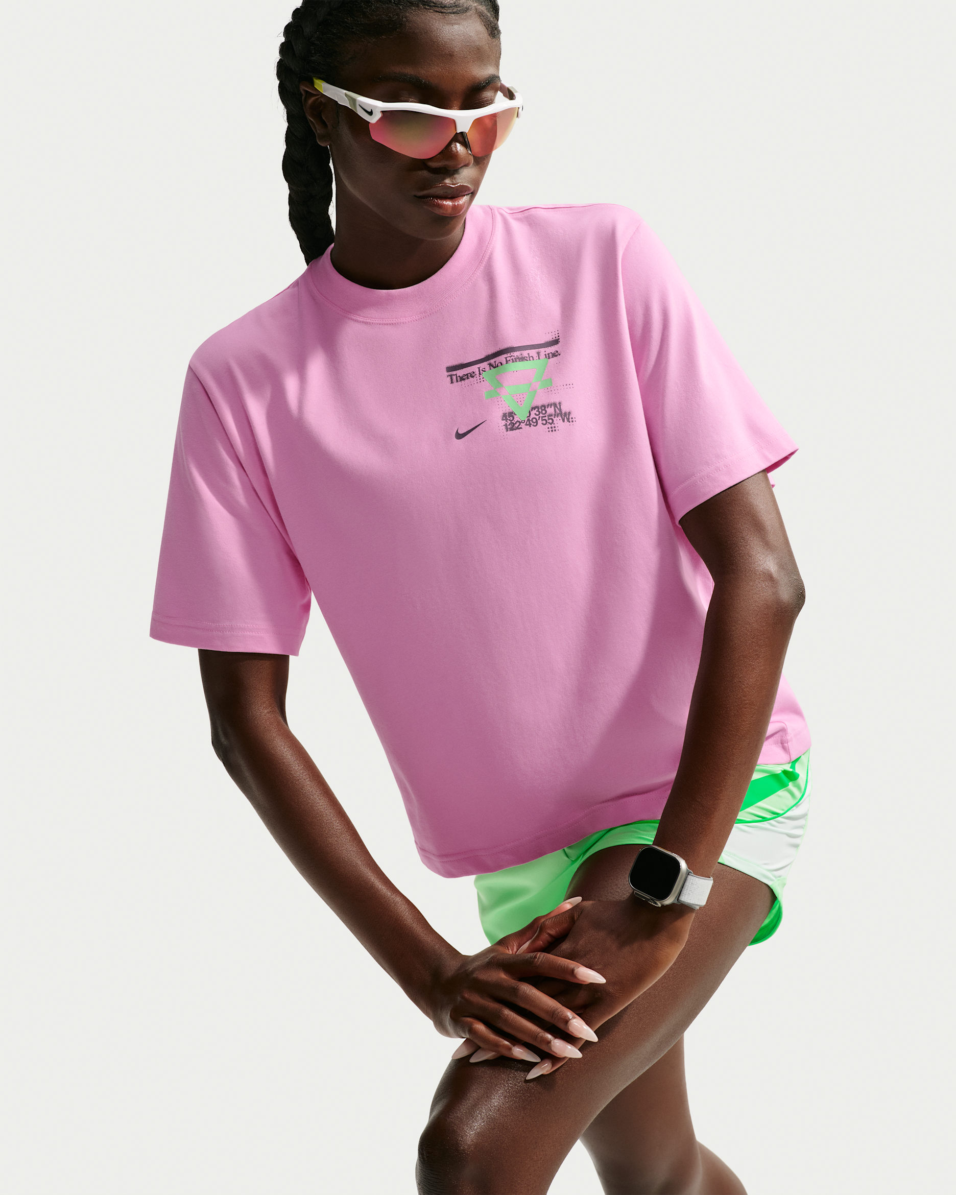Nike Swift Women's Dri-FIT Running T-Shirt - Pink Rise/Illusion Green