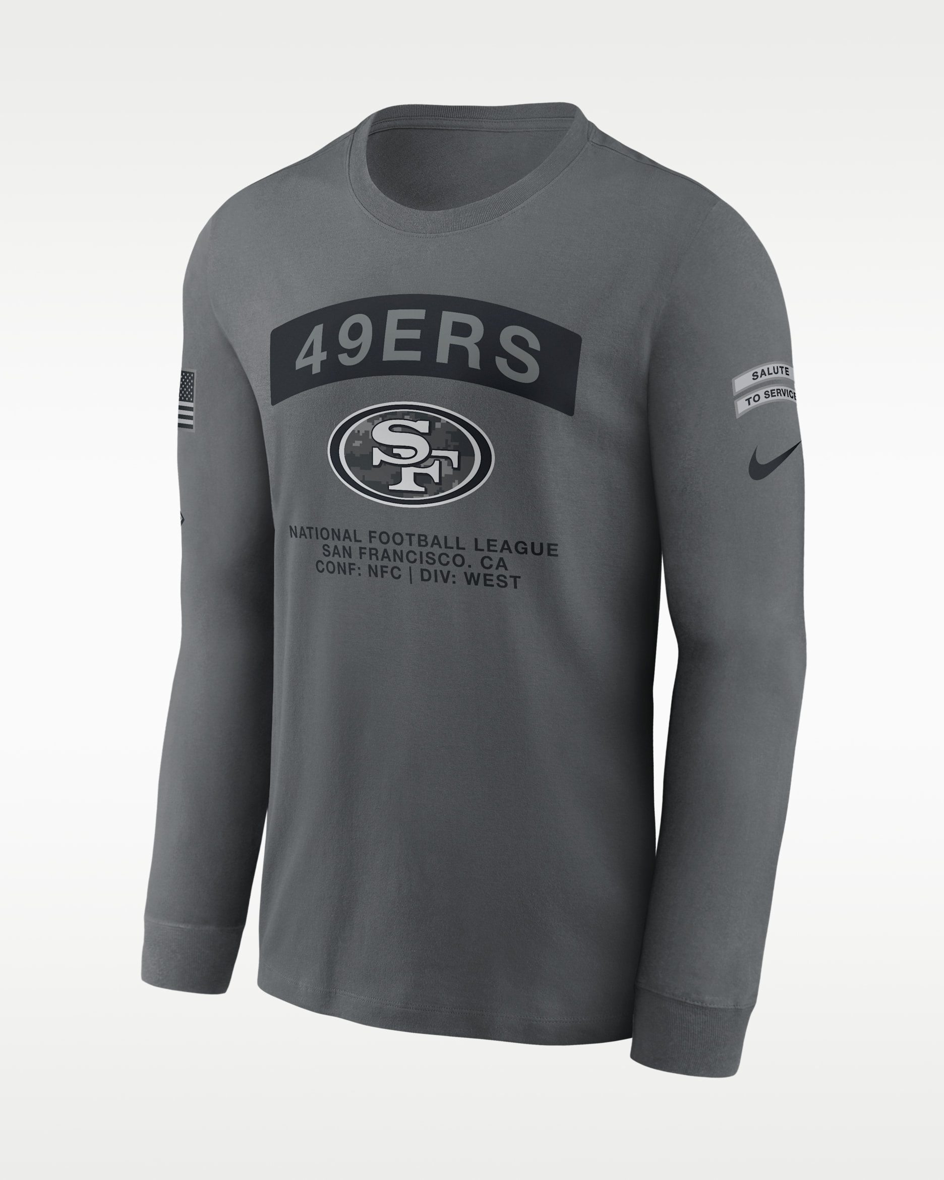 San Francisco 49ers Salute to Service Men's Nike NFL Long-Sleeve T-Shirt - Grey