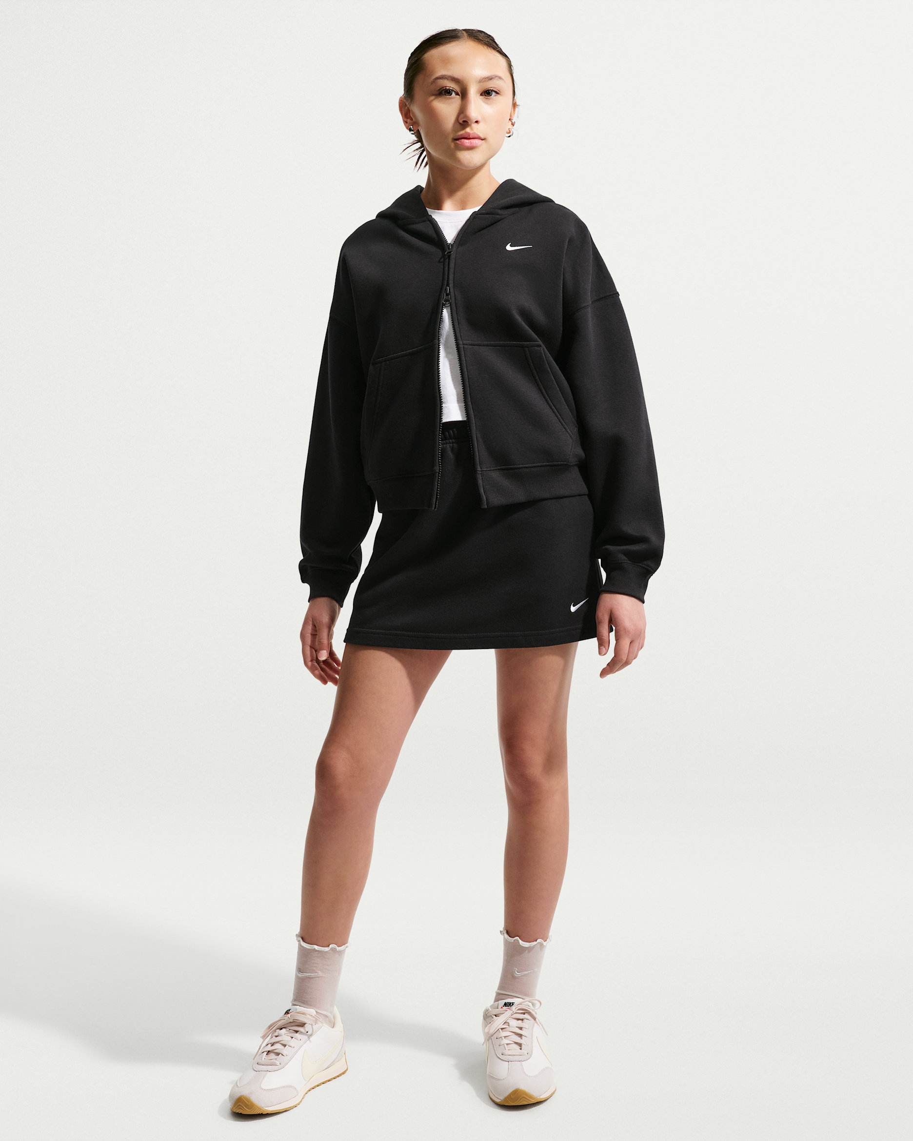 Nike Sportswear Studio Fleece Big Kids' (Girls') French Terry Skirt - Black/White
