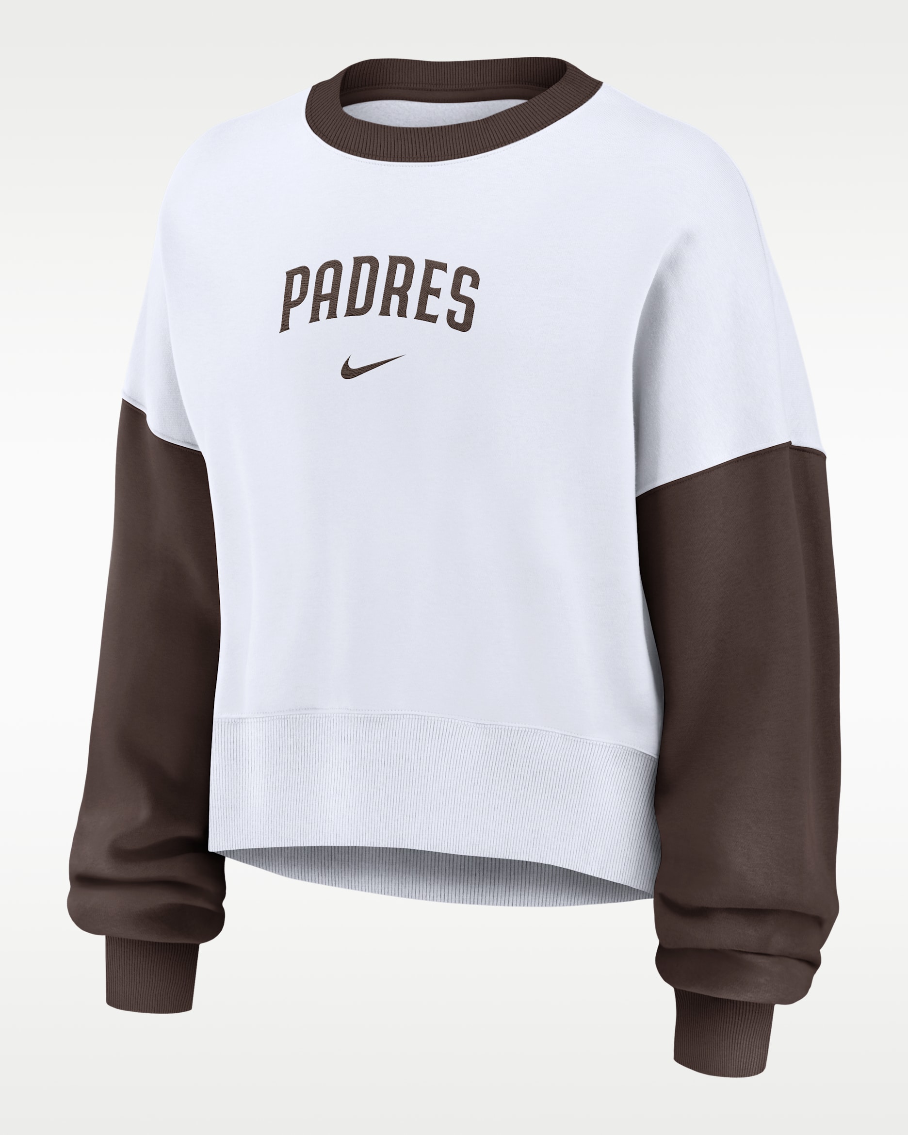 Sudadera de cuello redondo sin cierre Nike de la MLB para mujer San Diego Padres Primary - Blanco