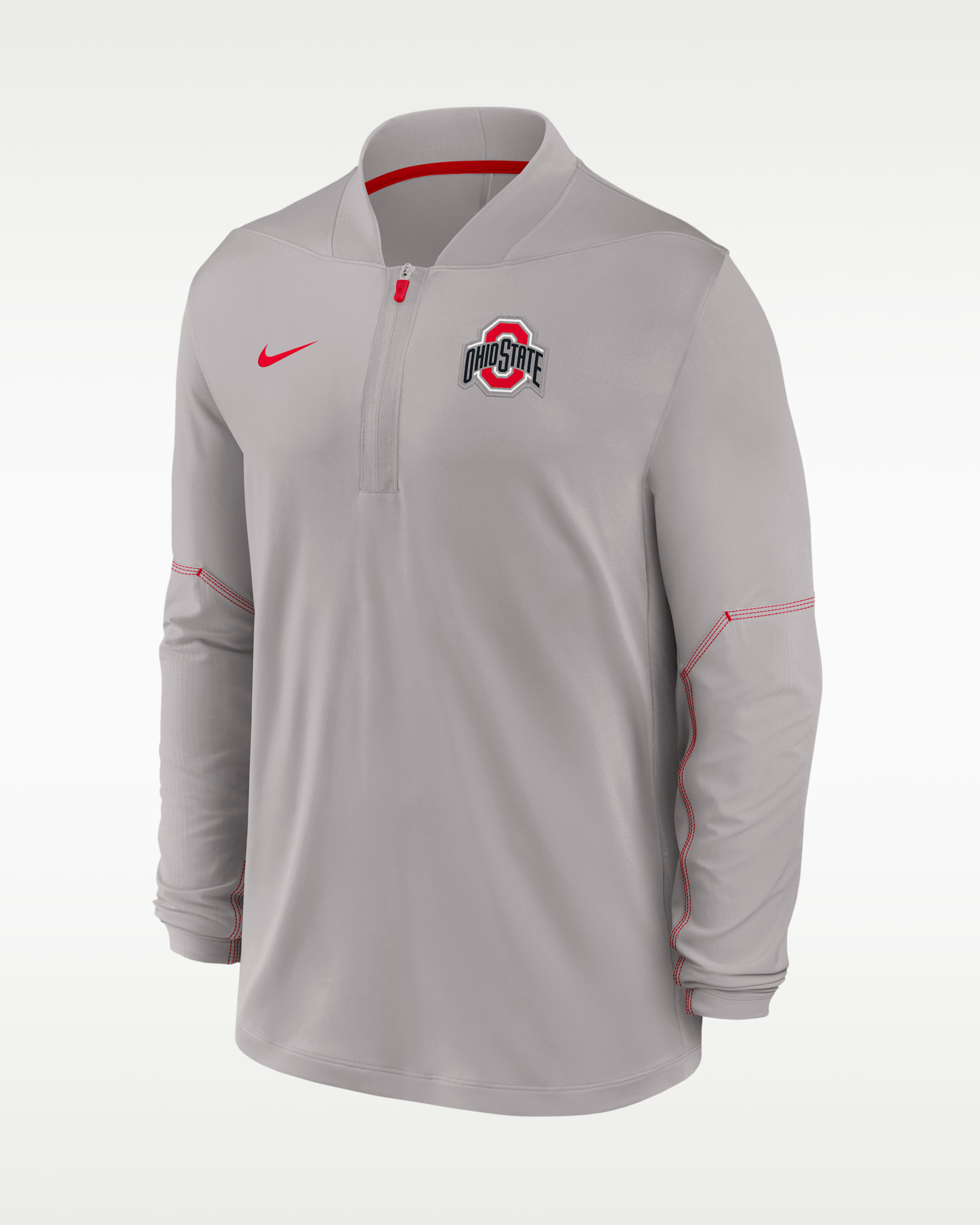 Ohio State Sideline Men's Nike Dri-FIT College 1/2-Zip Top - Pewter Grey/University Red