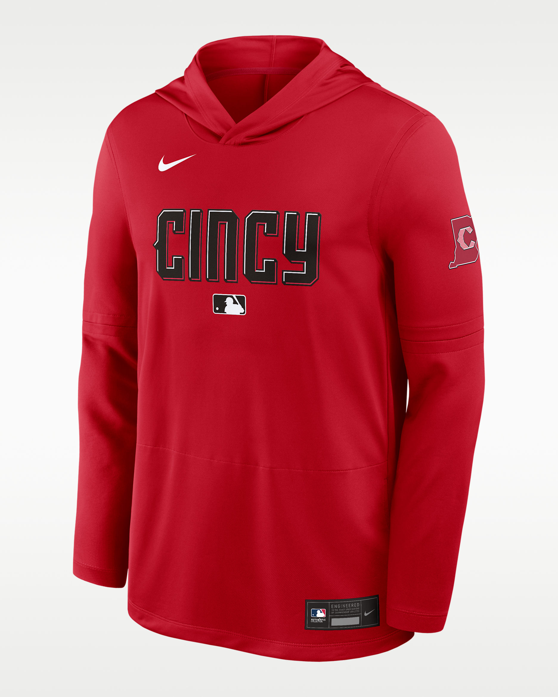 Cincinnati Reds City Connect Men's Nike Dri-FIT MLB Long-Sleeve Hooded Top - Red